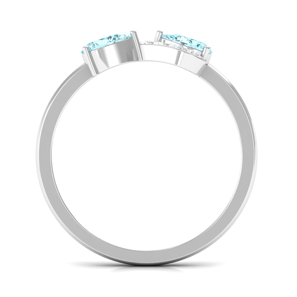 1/2 CT Pear Aquamarine Infinity Promise Ring with Diamond