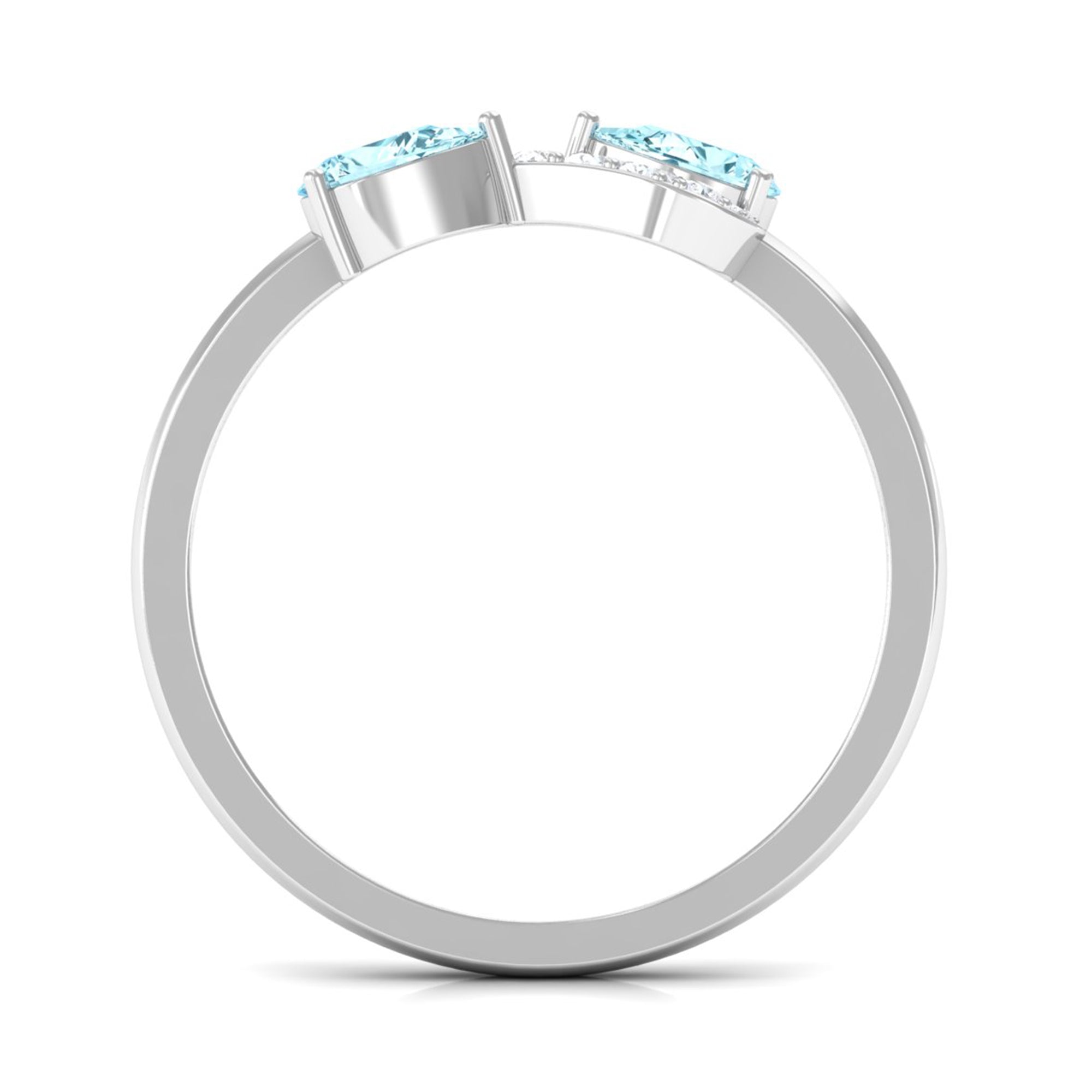 1/2 CT Pear Aquamarine Infinity Promise Ring with Diamond