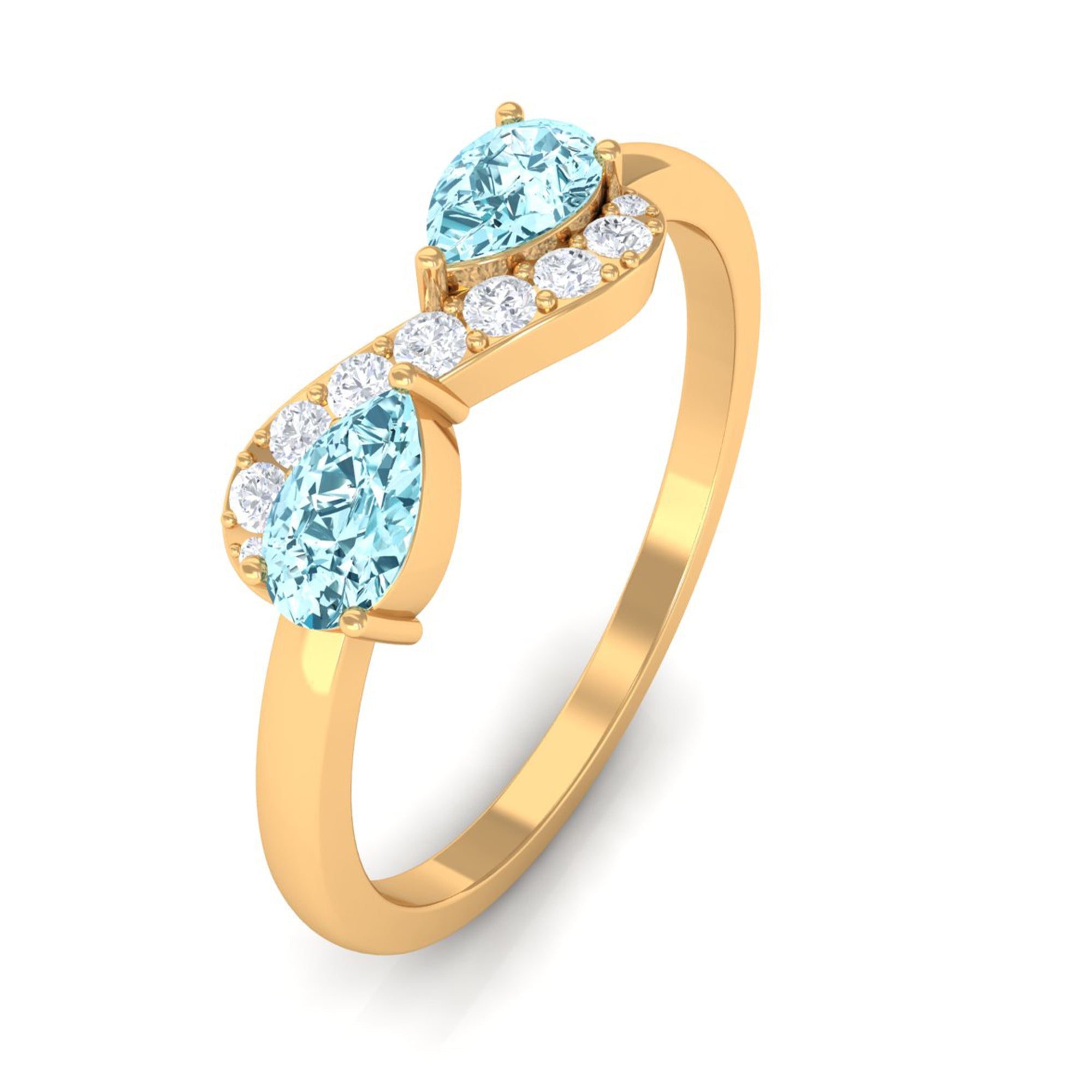1/2 CT Pear Aquamarine Infinity Promise Ring with Diamond