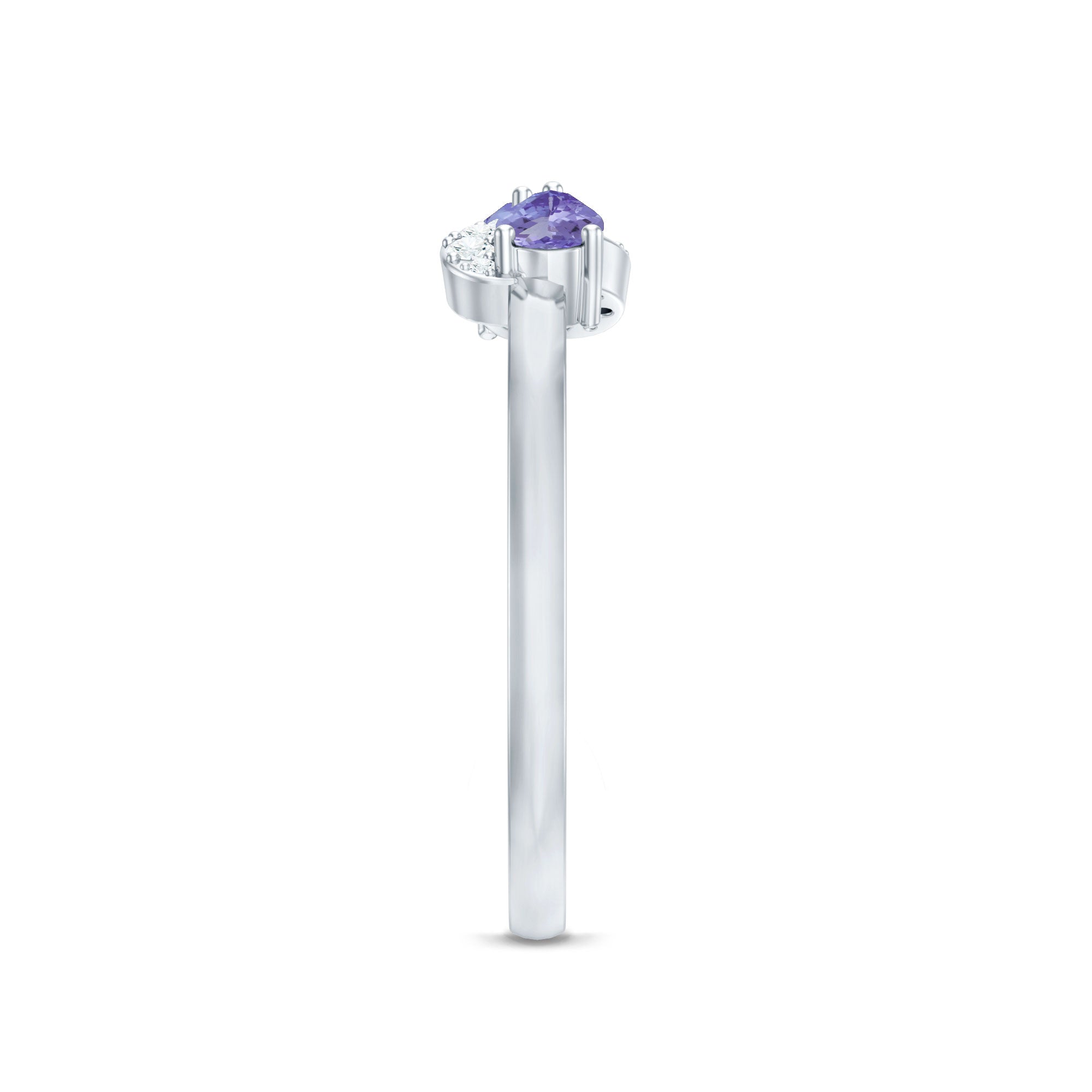 Real Tanzanite 2 Stone Promise Ring with Diamond