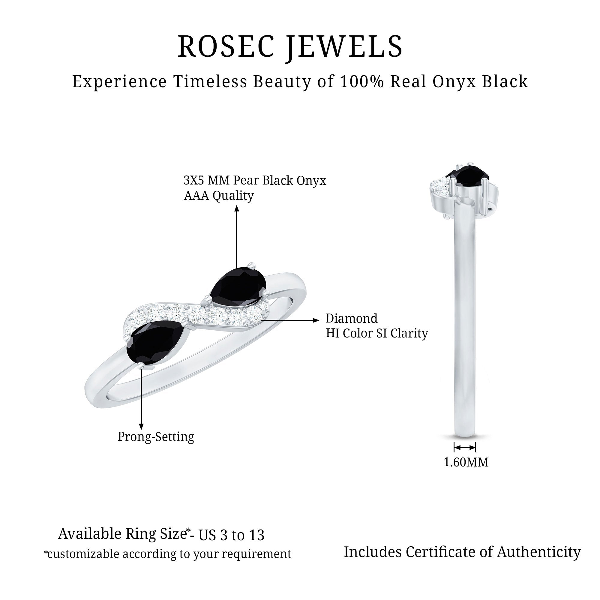 Black Onyx and Diamond Infinity Promise Ring
