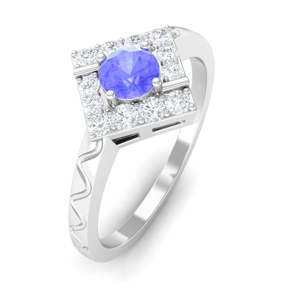 3/4 CT Minimal Tanzanite and Diamond Ring