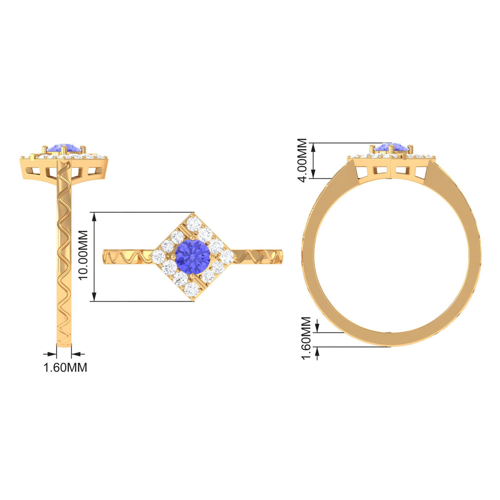 3/4 CT Minimal Tanzanite and Diamond Ring