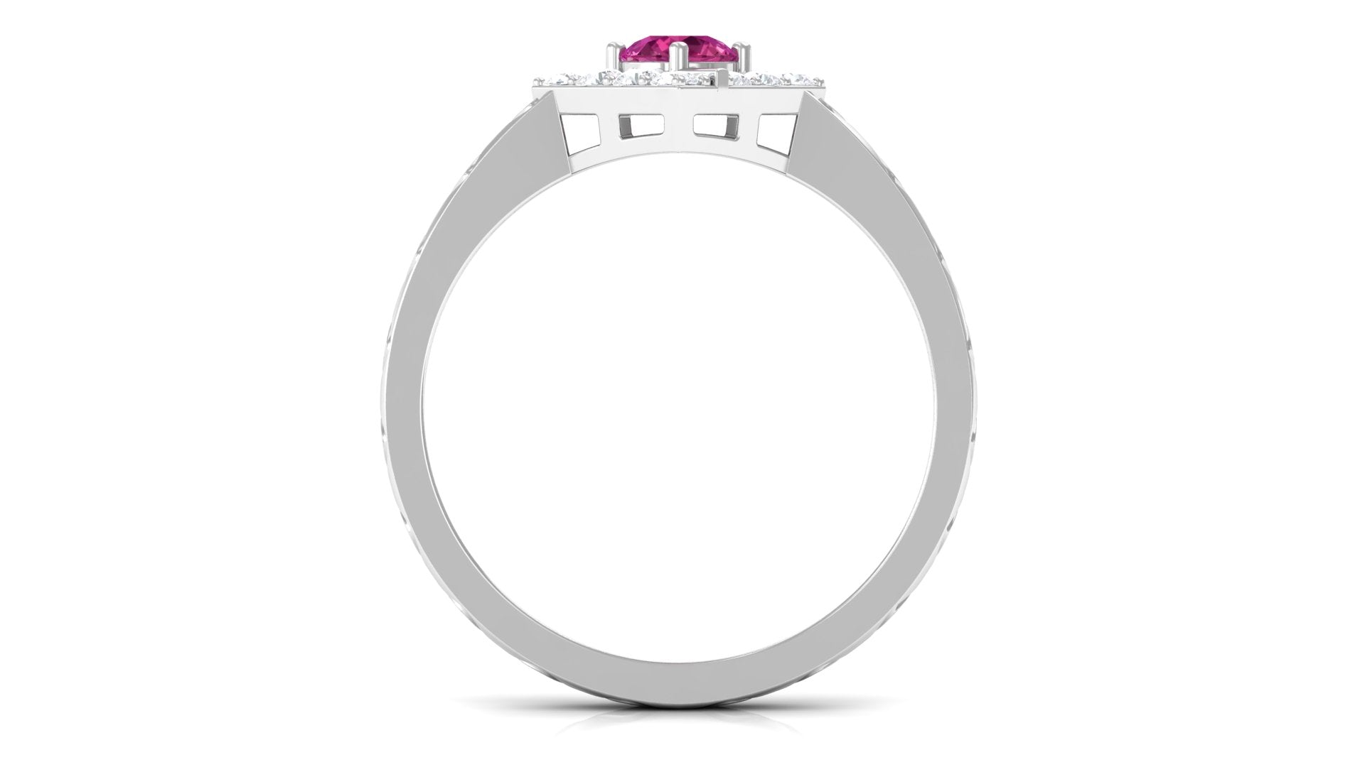 Minimal Pink Tourmaline Textured Ring with Diamond