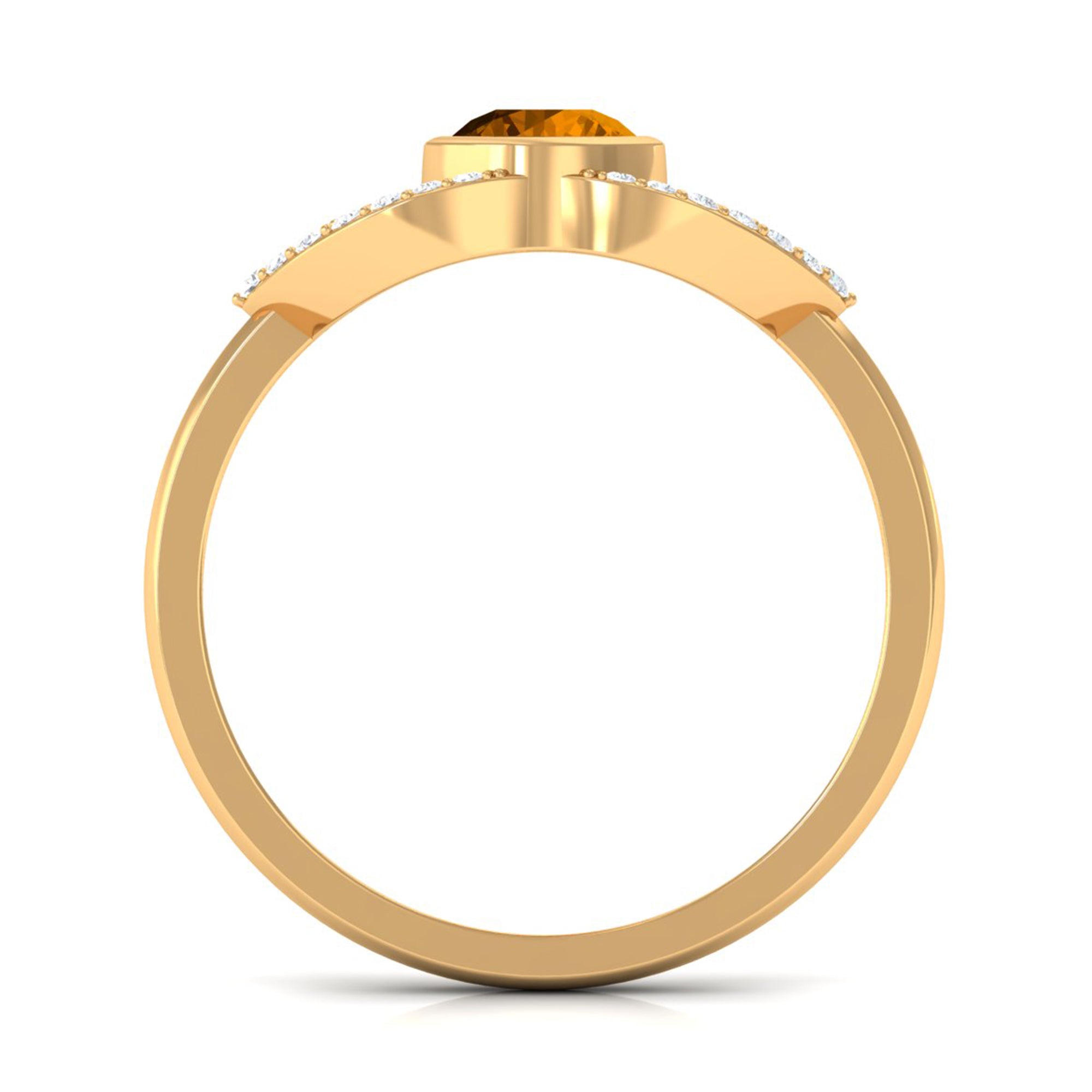 0.75 CT Split Shank Citrine Solitaire Ring with Diamond Accent