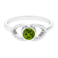 0.75 CT Split Shank Peridot Solitaire Ring with Diamond Accent