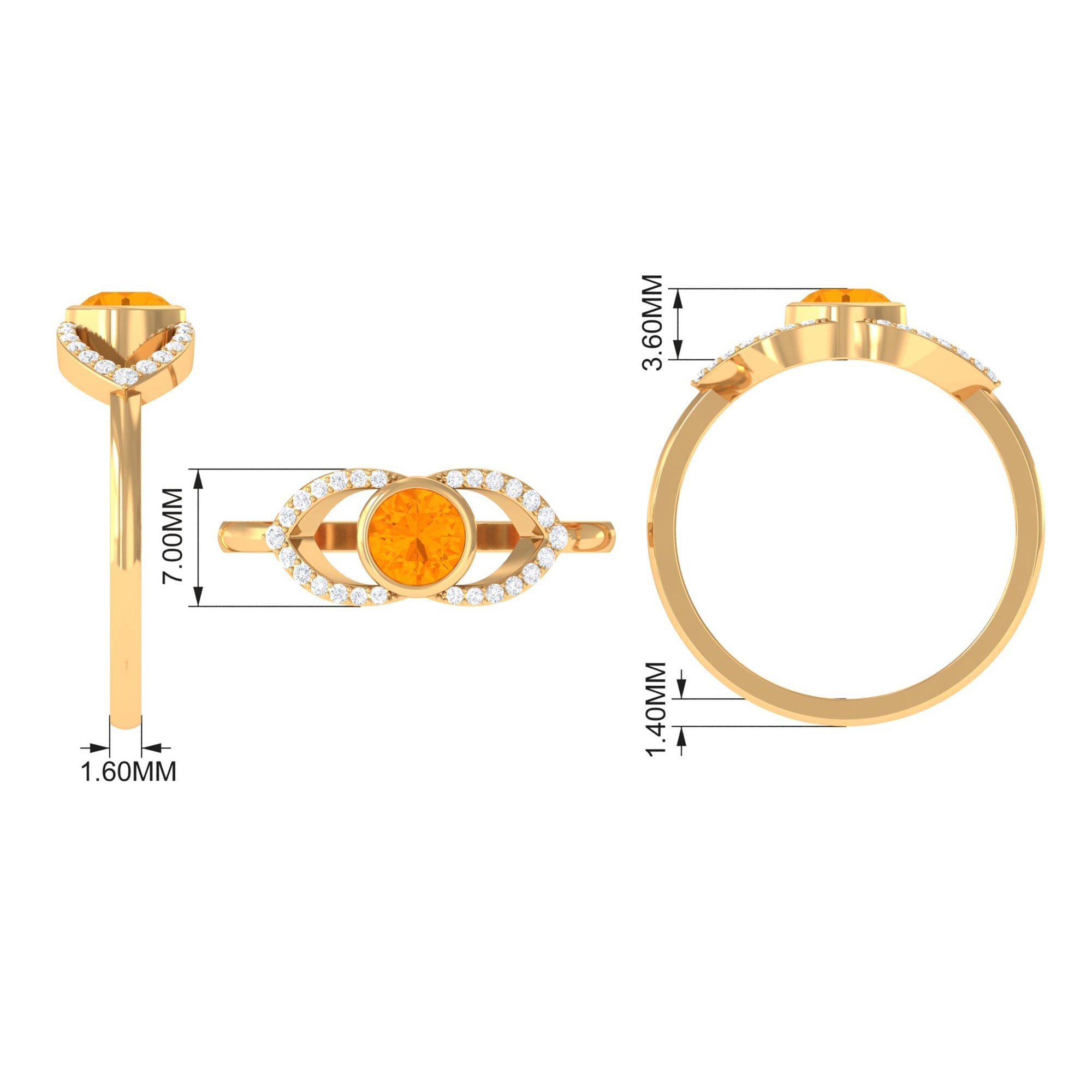 3/4 Ct Fire Opal and Diamond Split Shank Engagement Ring