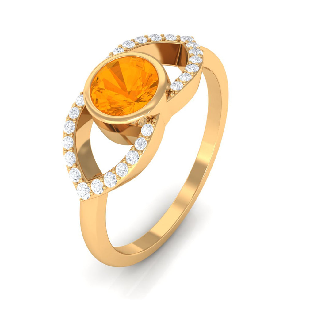 3/4 Ct Fire Opal and Diamond Split Shank Engagement Ring