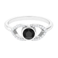 Bezel Set Solitaire Black Spinel and Diamond Ring in Split Shank