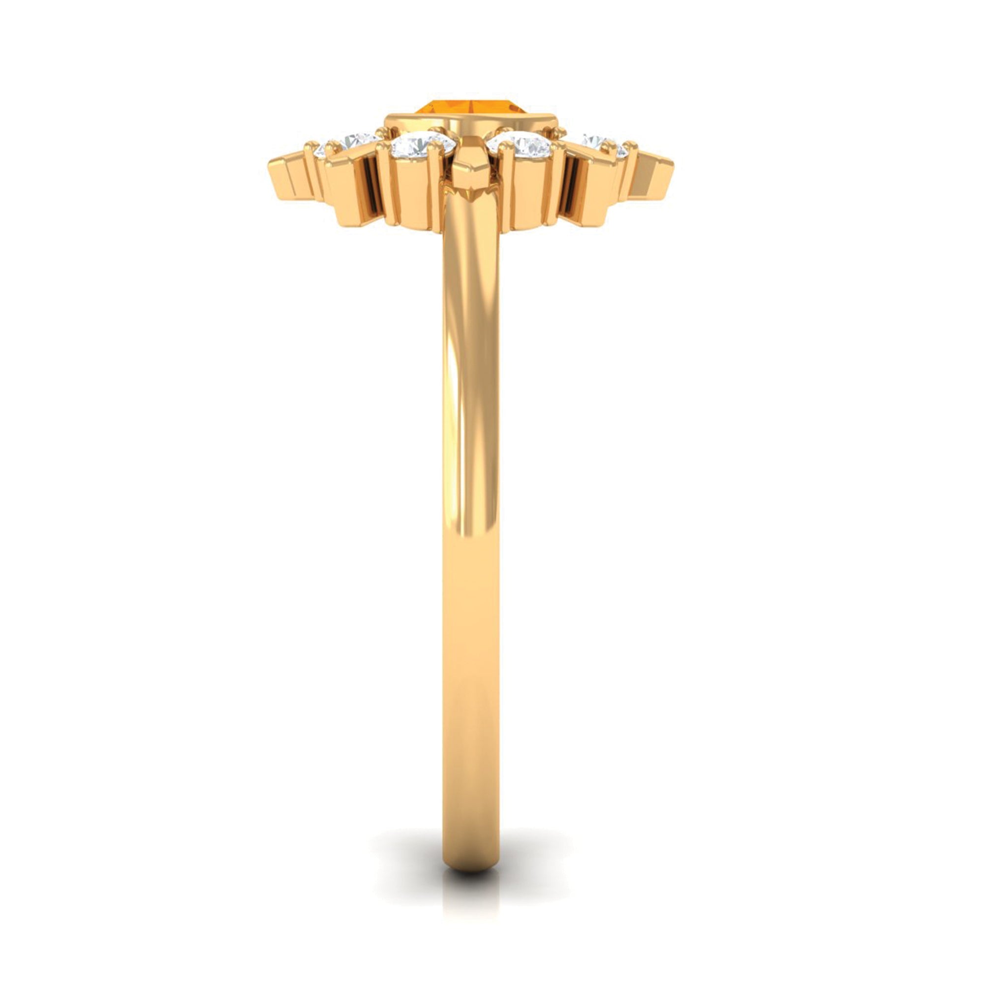 1/2 Carat Bezel Set Fire Opal Statement Ring with Diamond