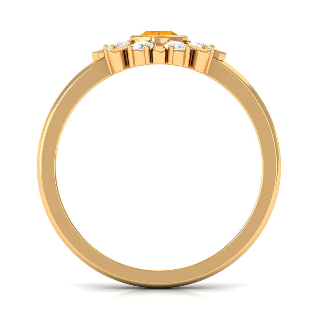 1/2 Carat Bezel Set Fire Opal Statement Ring with Diamond
