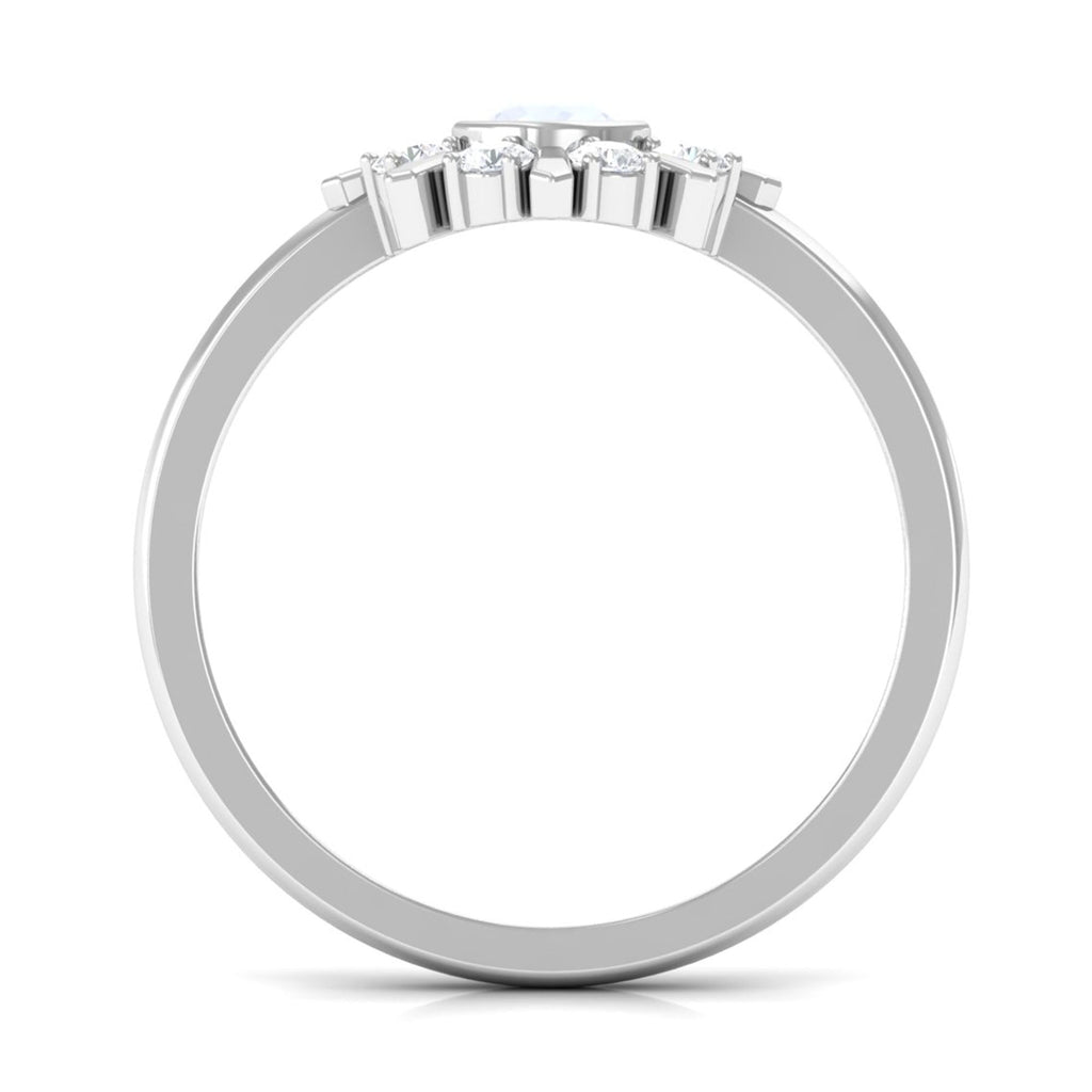 3/4 Carat Bezel Set Moonstone and Diamond Statement Ring