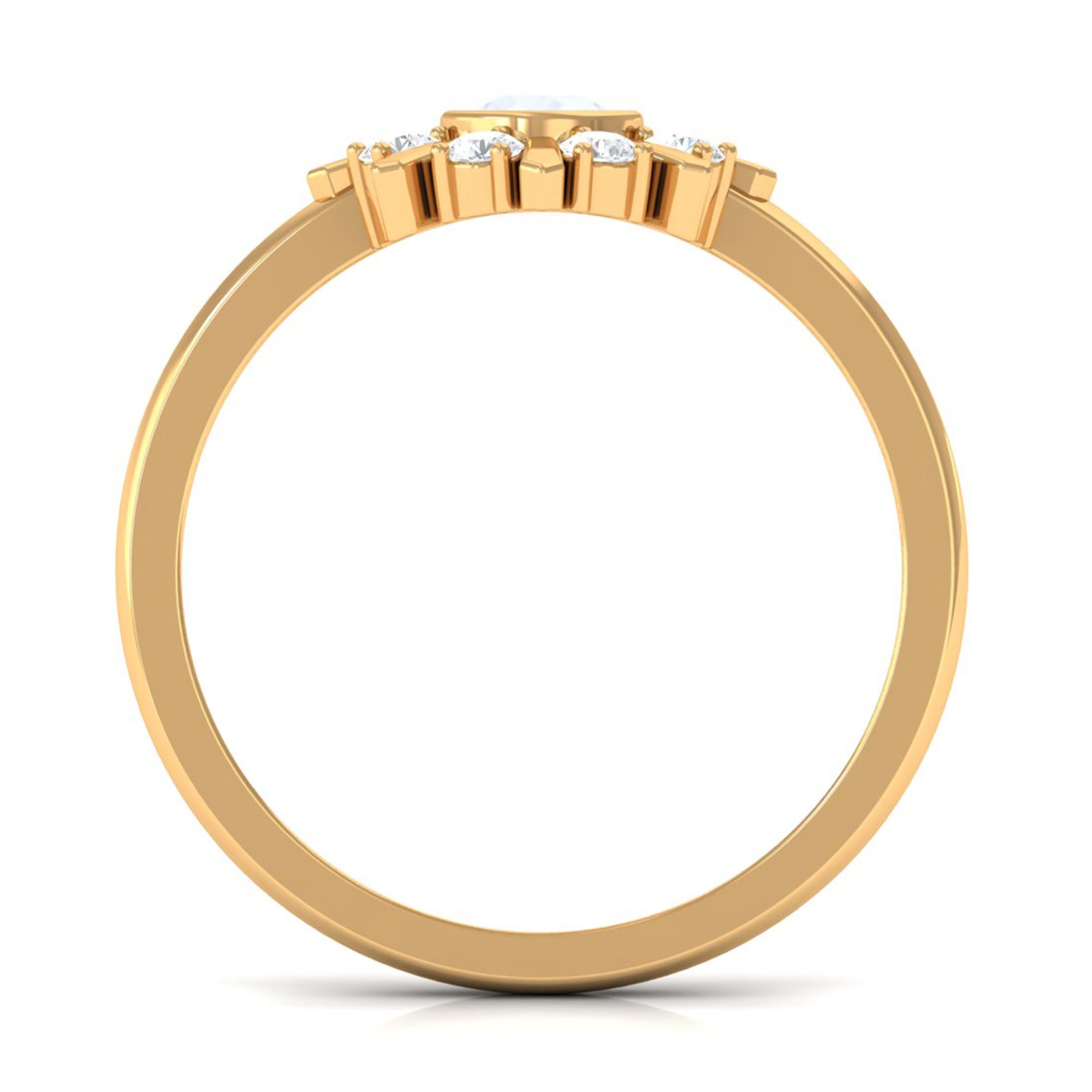 3/4 Carat Bezel Set Moonstone and Diamond Statement Ring