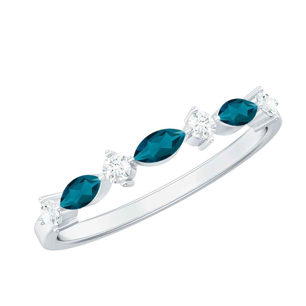 Marquise London Blue Topaz Stackable Eternity Band with Diamond