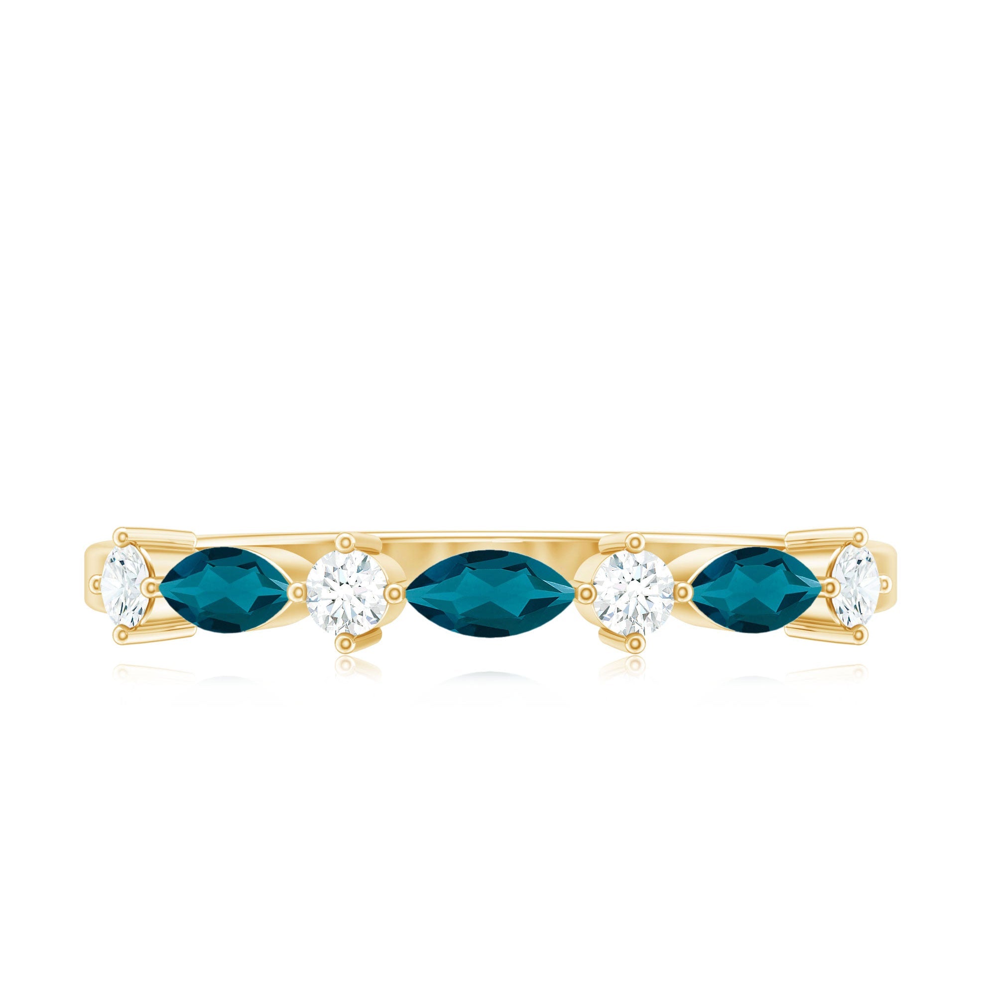 Marquise London Blue Topaz Stackable Eternity Band with Diamond