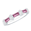 1.25 CT Natural Pink Tourmaline Semi Eternity Ring with Moissanite