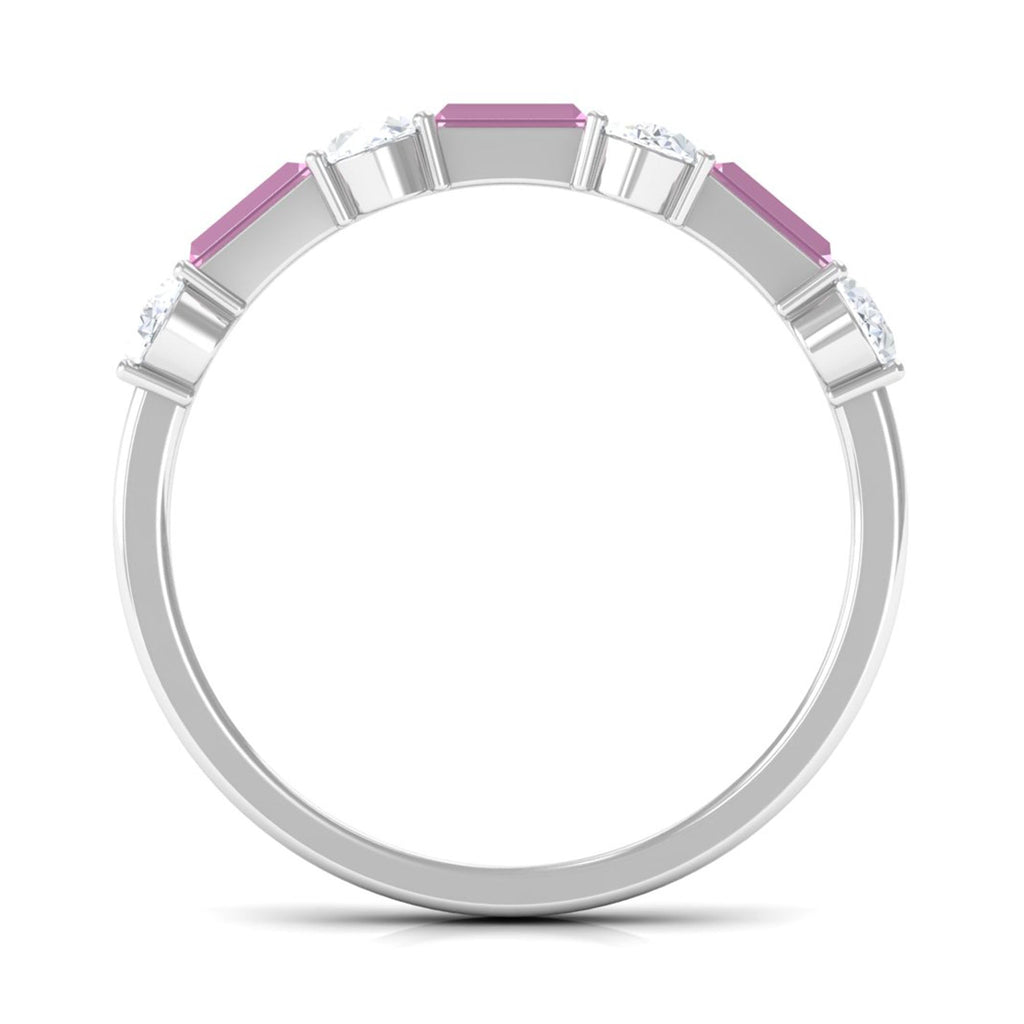 1.25 CT Natural Pink Tourmaline Semi Eternity Ring with Moissanite