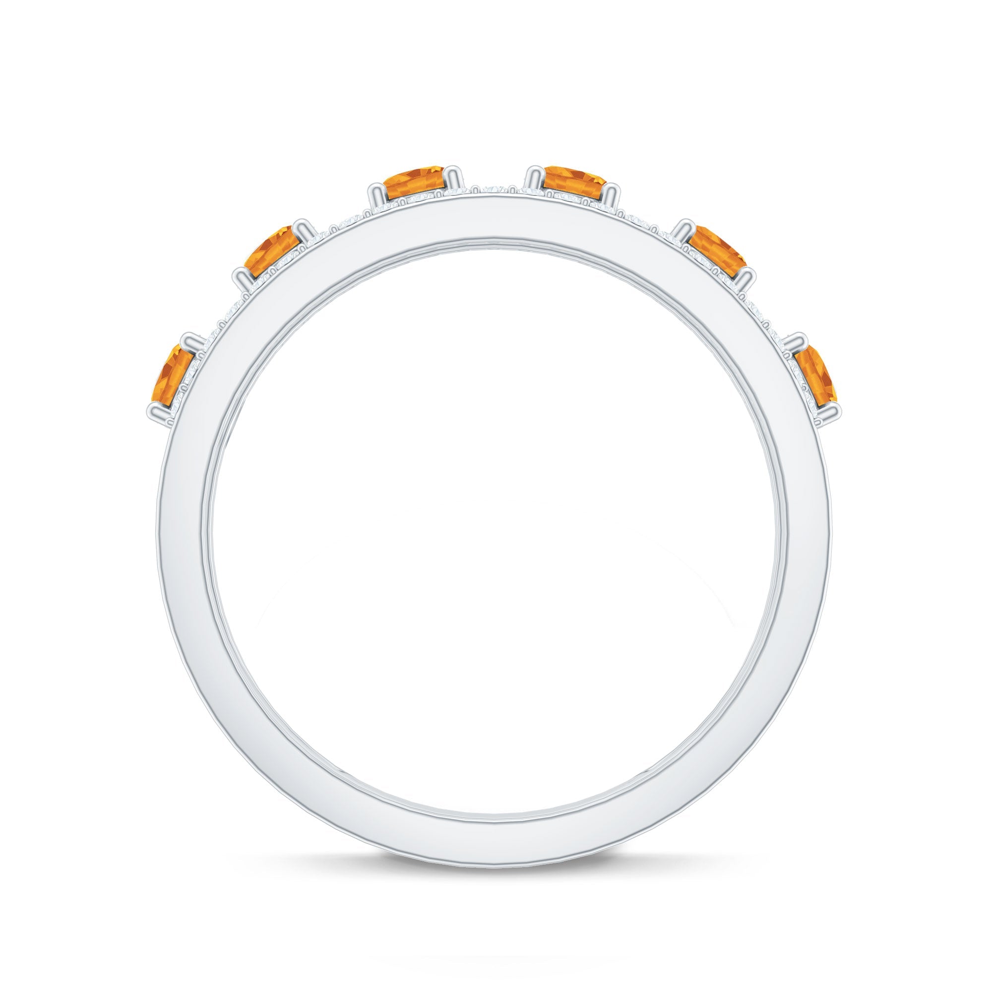 Natural Citrine Diamond Half Eternity Band Ring for Anniversary