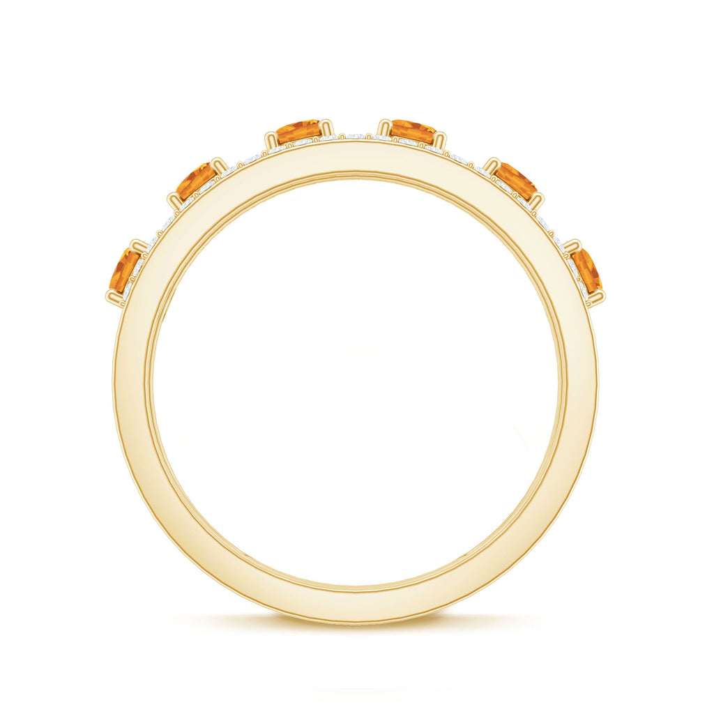 Natural Citrine Diamond Half Eternity Band Ring for Anniversary