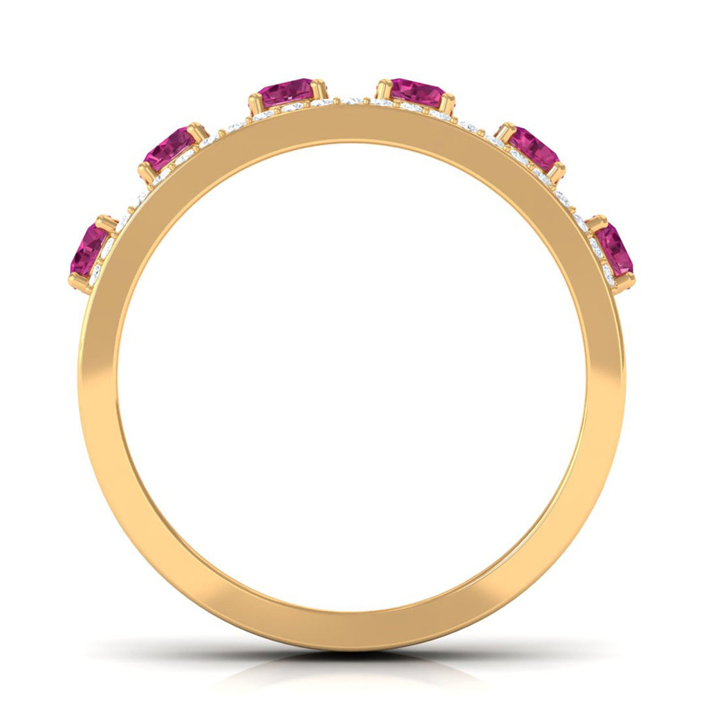 Pink Tourmaline Anniversary Ring with Diamond