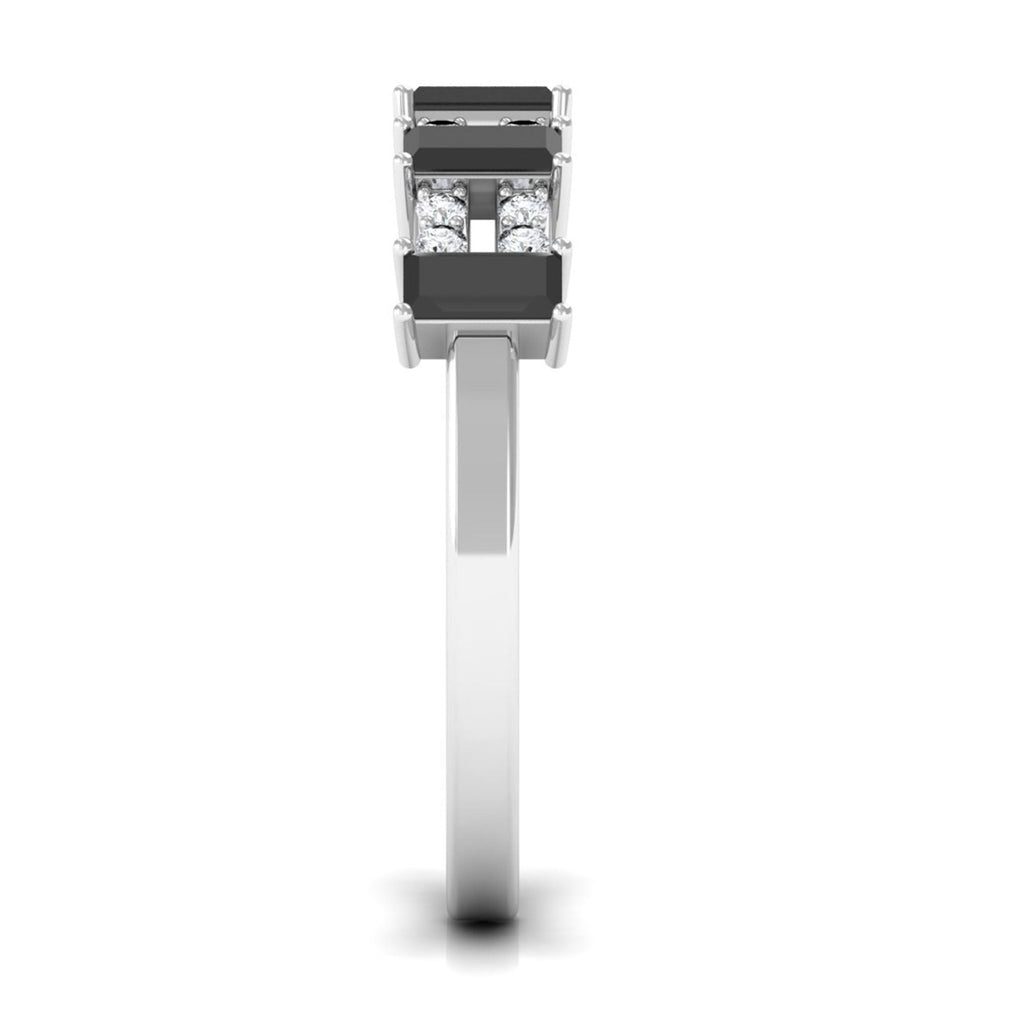 3/4 CT Black Spinel and Diamond Wide Band Ring