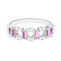 Real Pink Tourmaline Art Deco Half Eternity Ring with Diamond