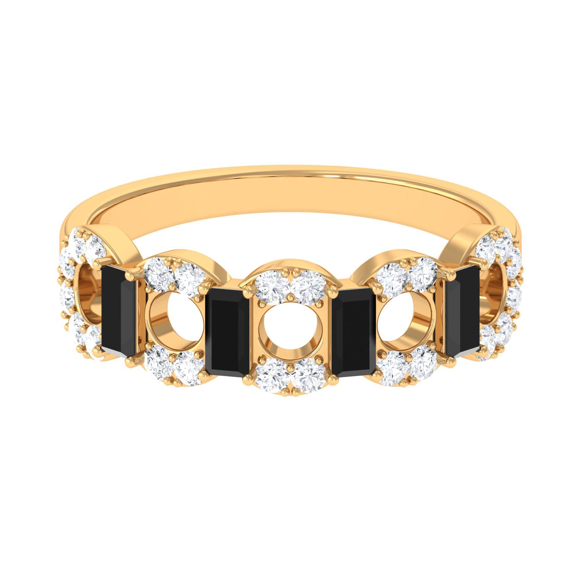 1 CT Black Spinel and Diamond Half Eternity Ring