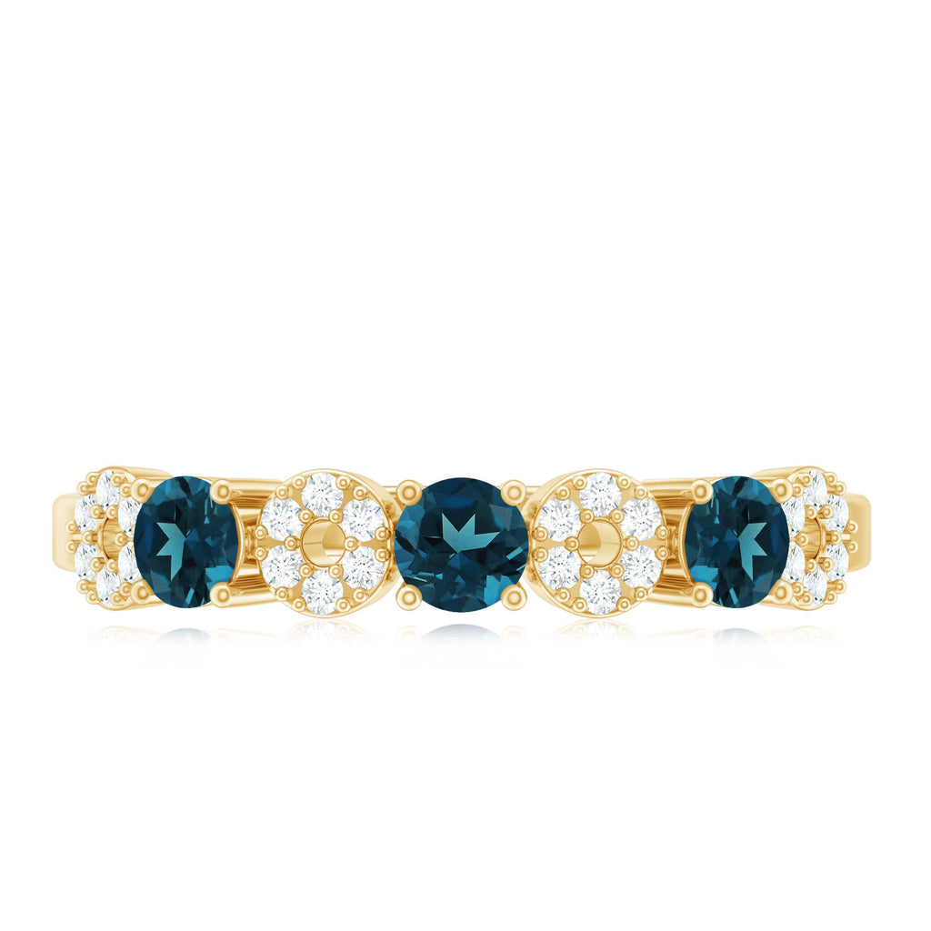 Natural London Blue Topaz Eternity Band Ring with Diamond