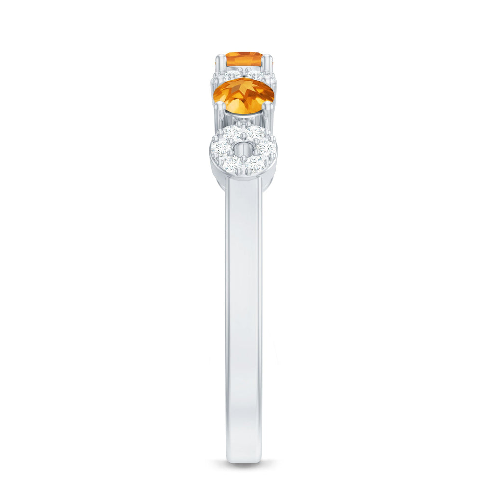 Natural Citrine Diamond Half Eternity Ring