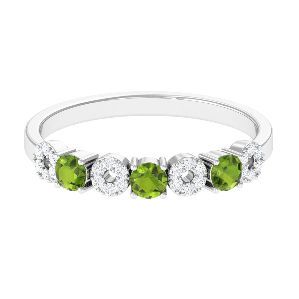 Peridot and Diamond Semi Eternity Ring