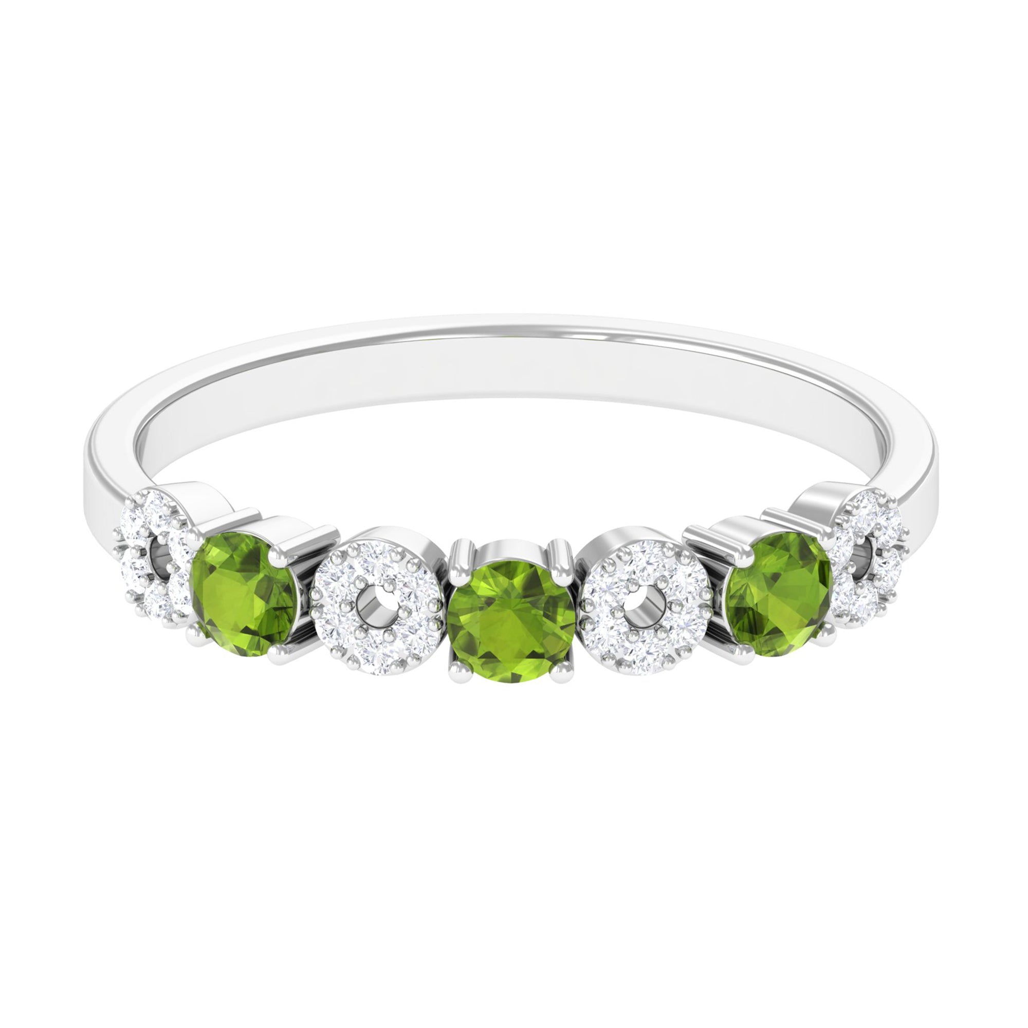 Peridot and Diamond Semi Eternity Ring