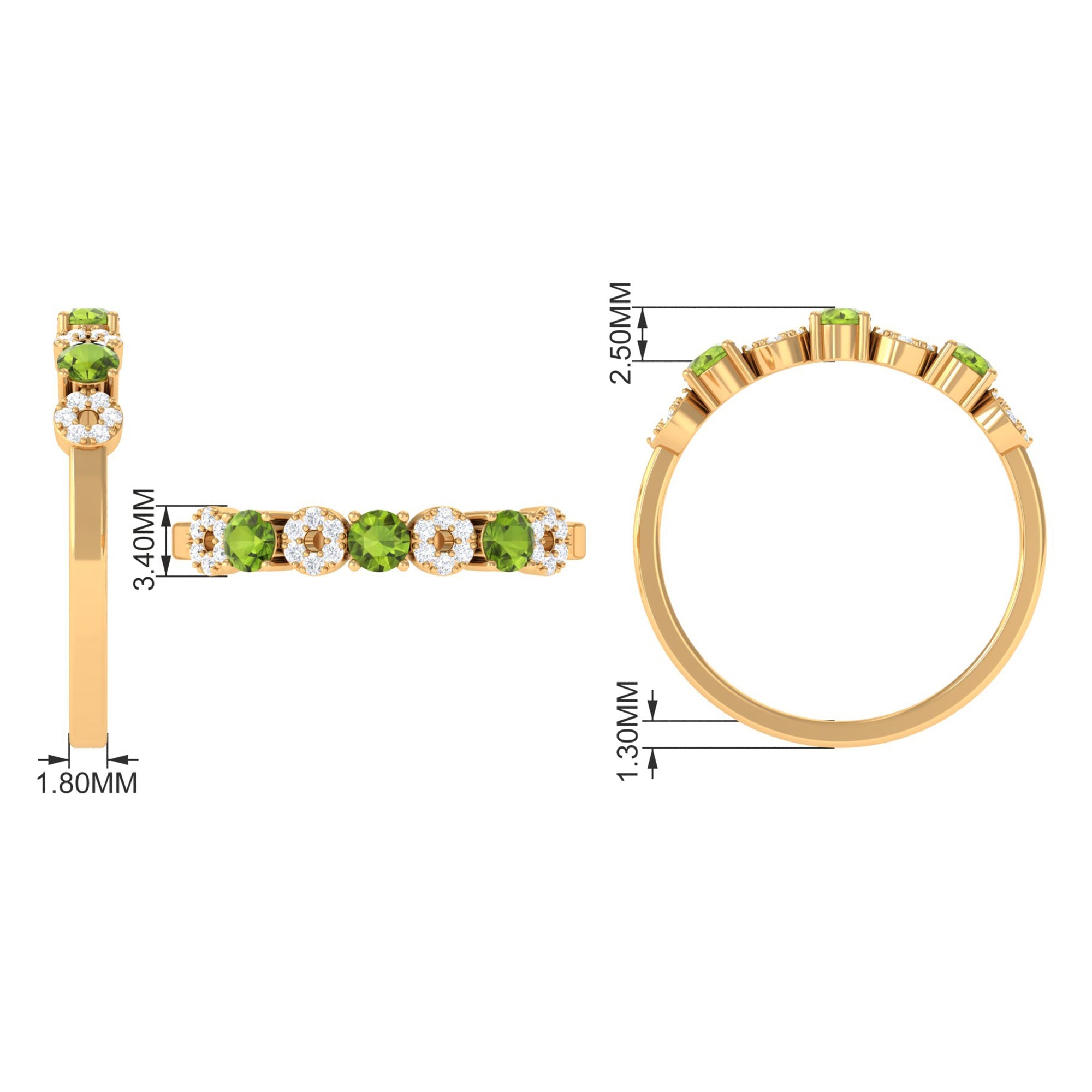 Peridot and Diamond Semi Eternity Ring