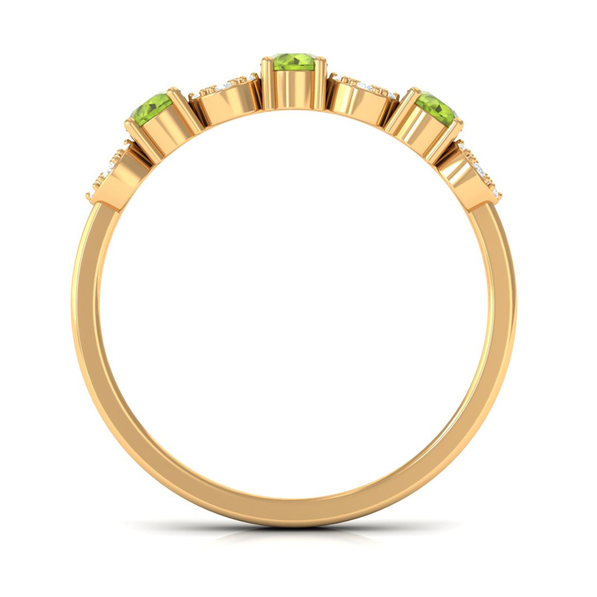 Peridot and Diamond Semi Eternity Ring