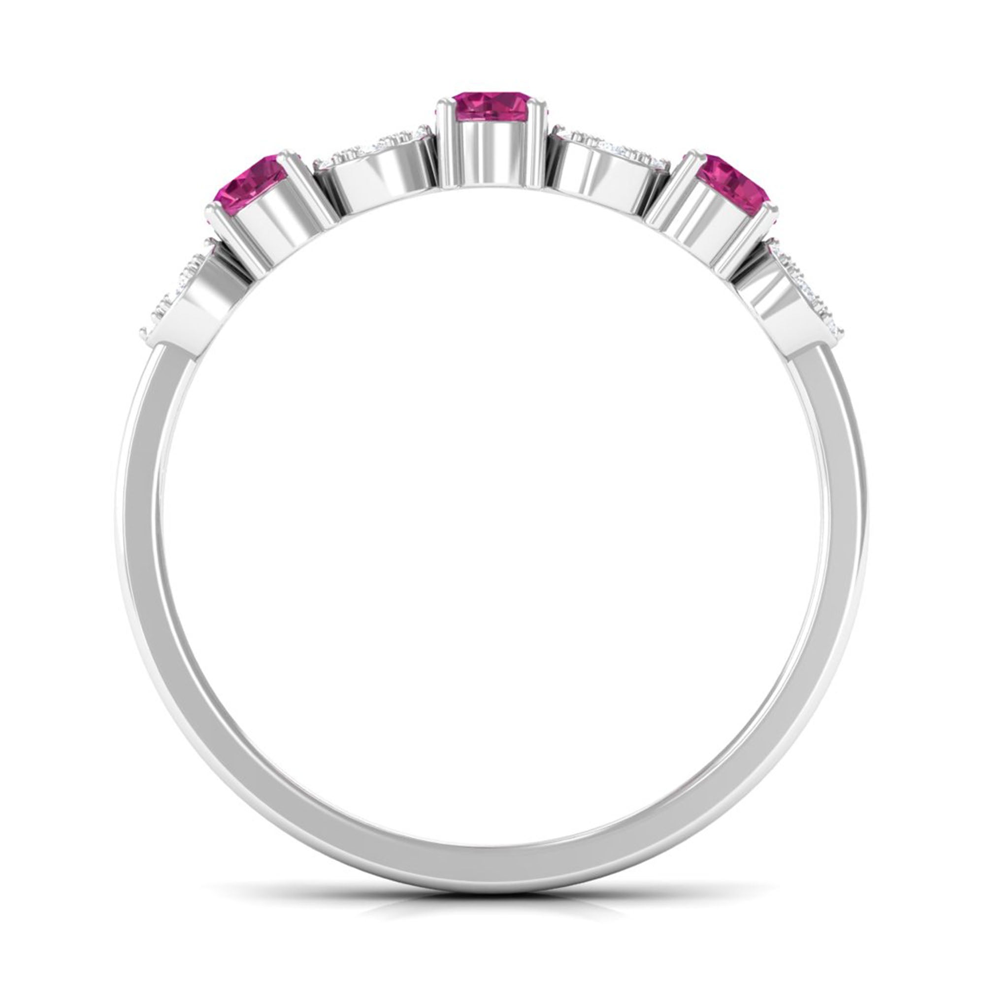 Semi Eternity Ring with Pink Tourmaline and Diamond