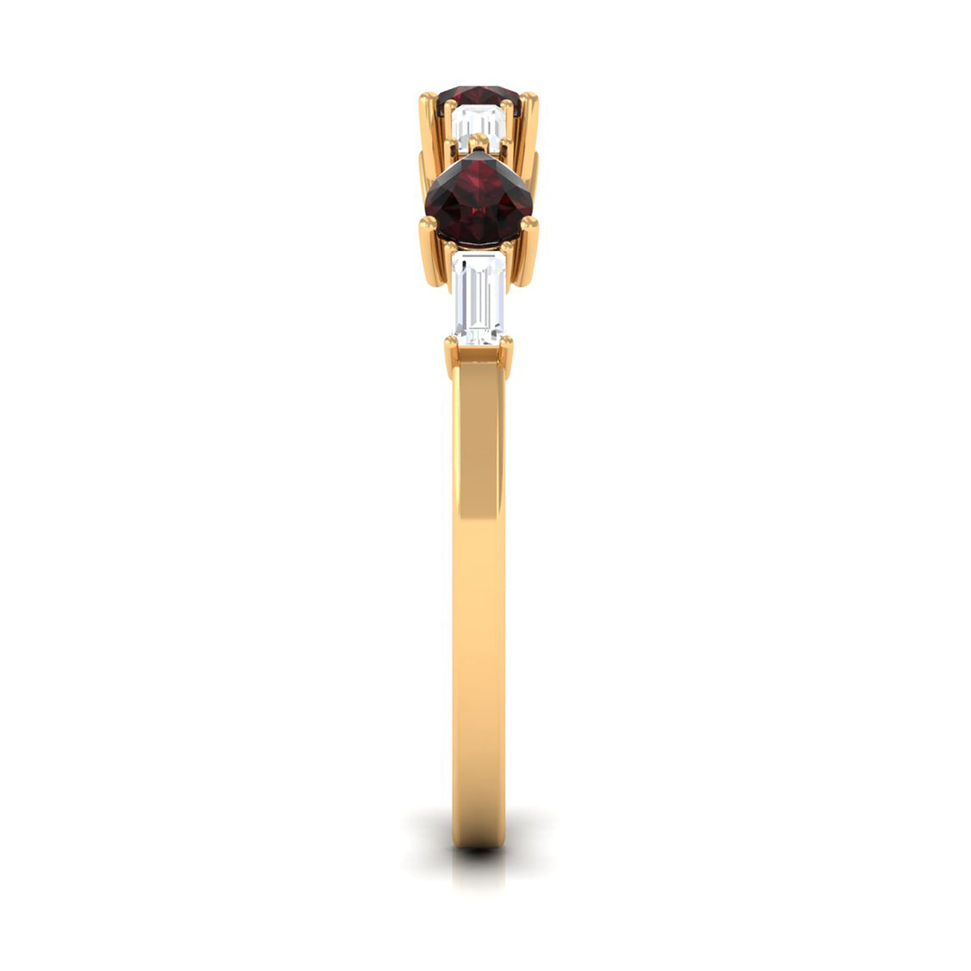 Natural Garnet Diamond Half Eternity Ring in East West Style