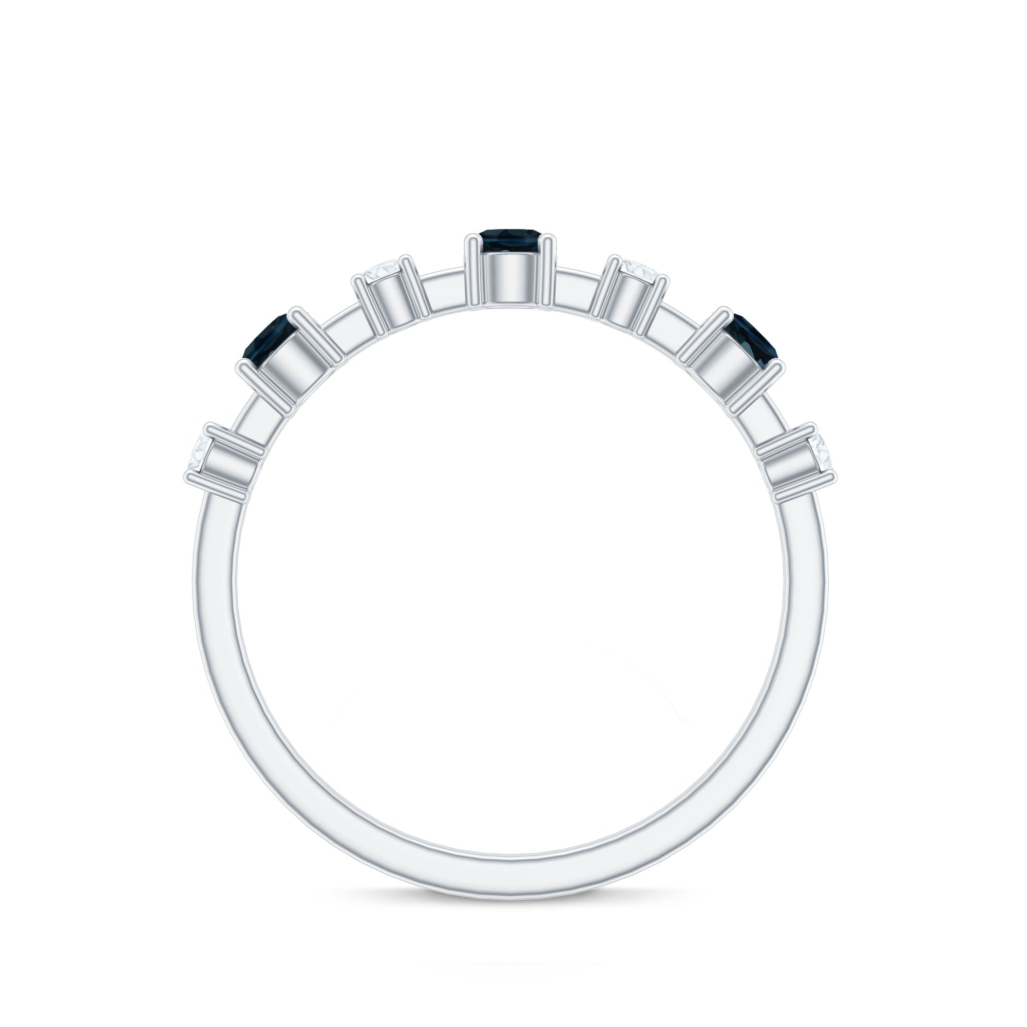 London Blue Topaz Wedding Eternity Band with Diamond
