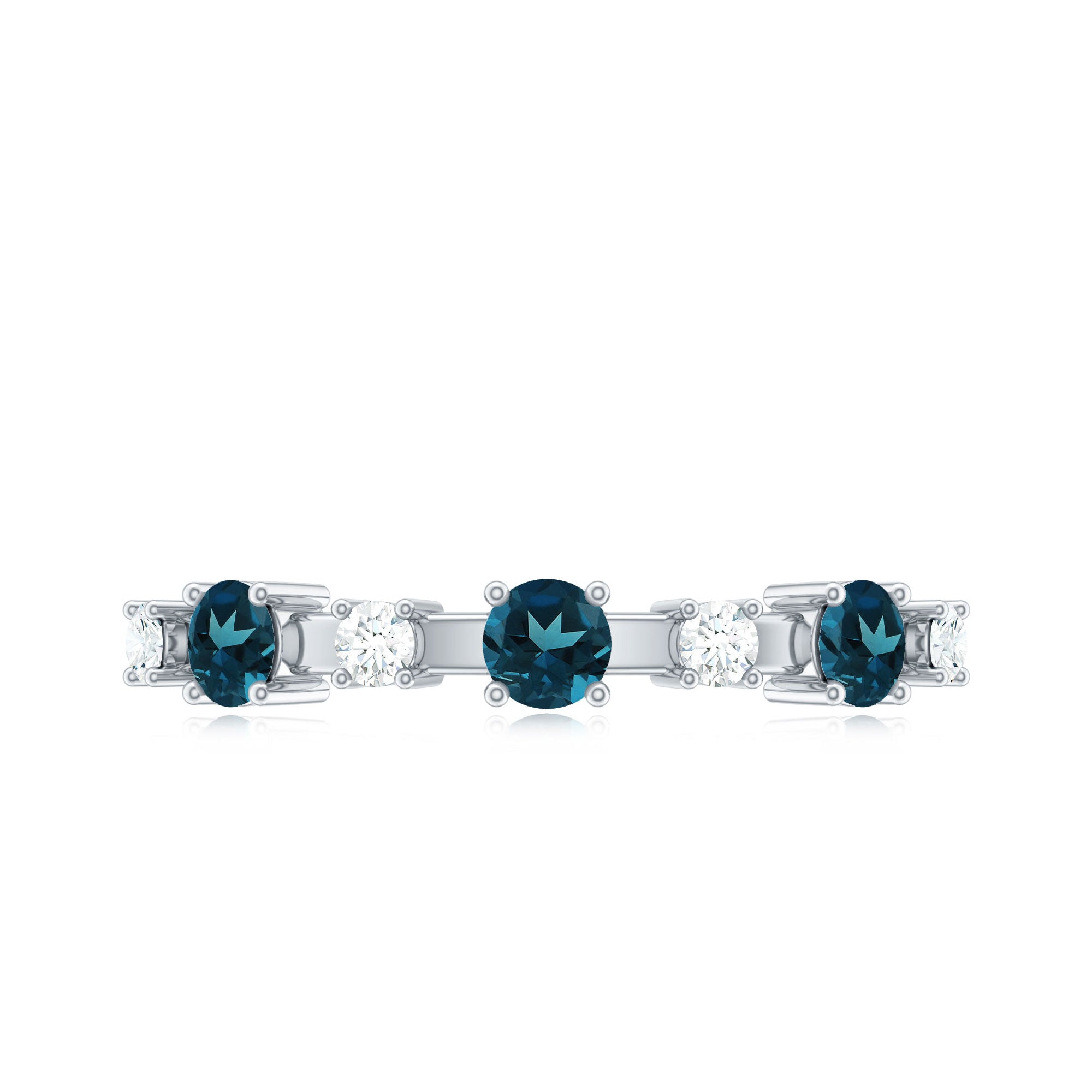 London Blue Topaz Wedding Eternity Band with Diamond