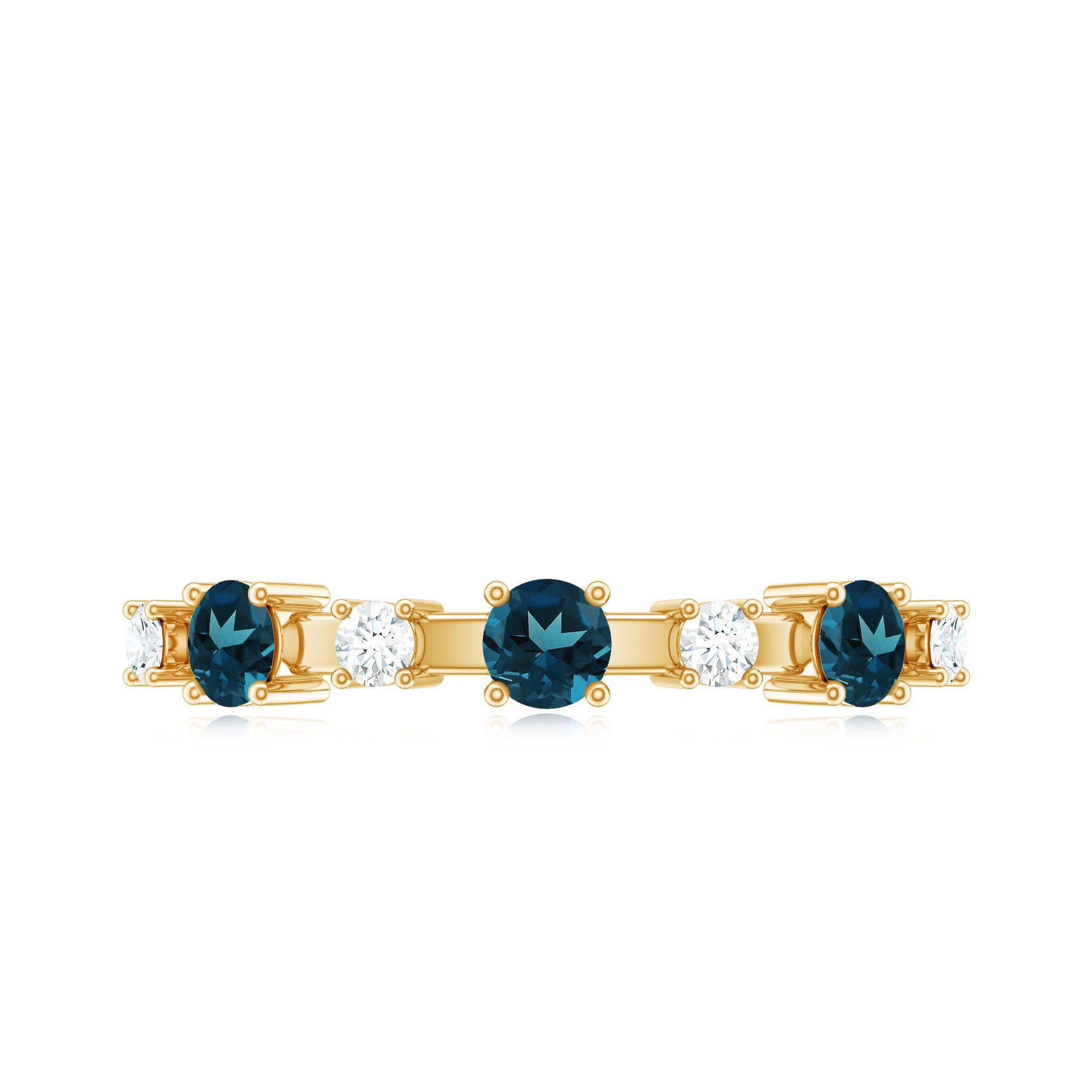 London Blue Topaz Wedding Eternity Band with Diamond