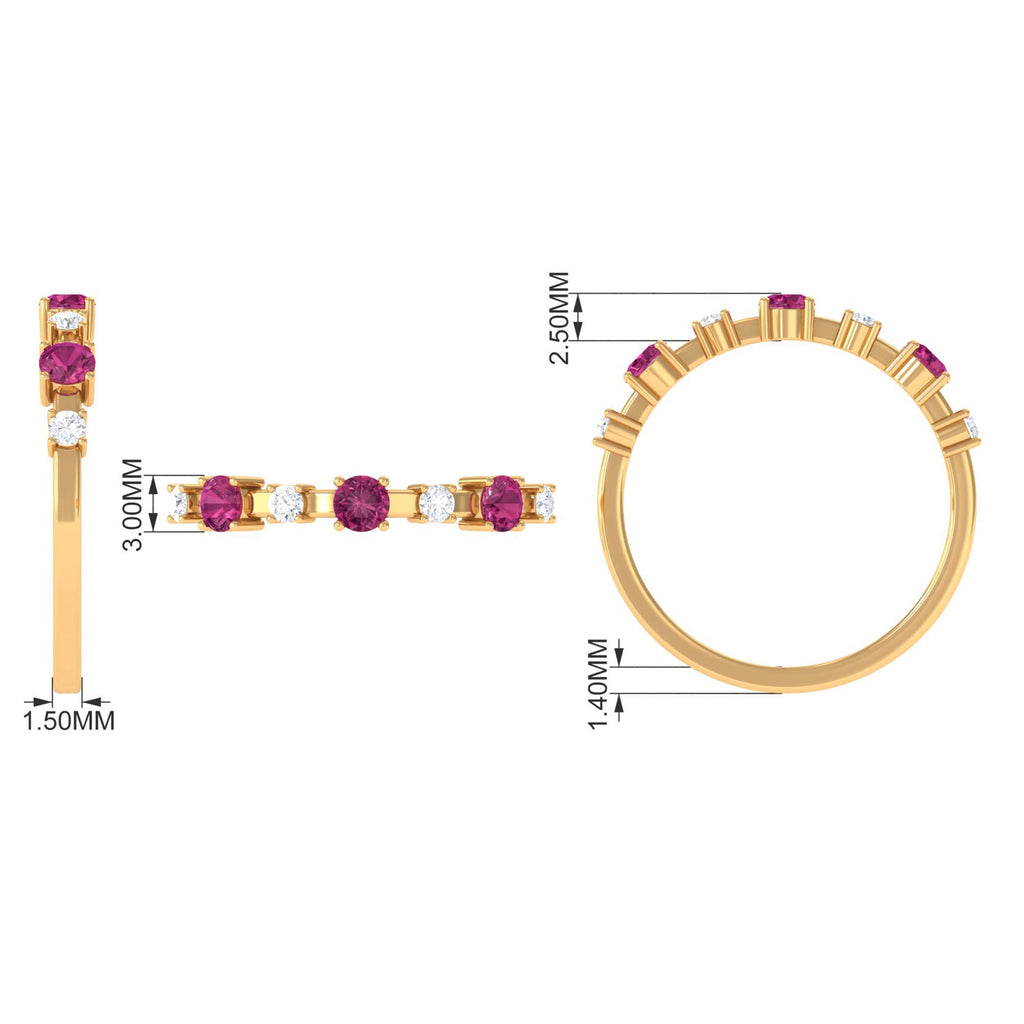 Pink Tourmaline and Diamond Half Eternity Ring