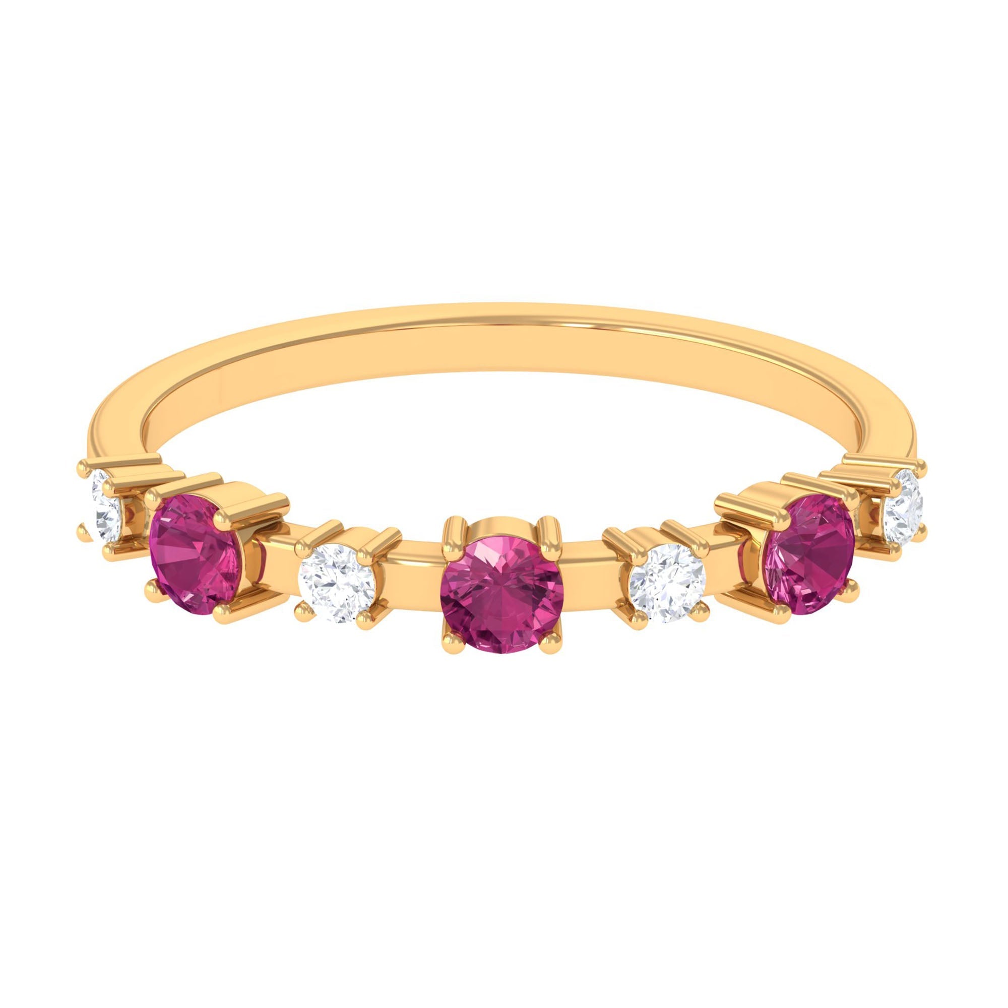 Pink Tourmaline and Diamond Half Eternity Ring