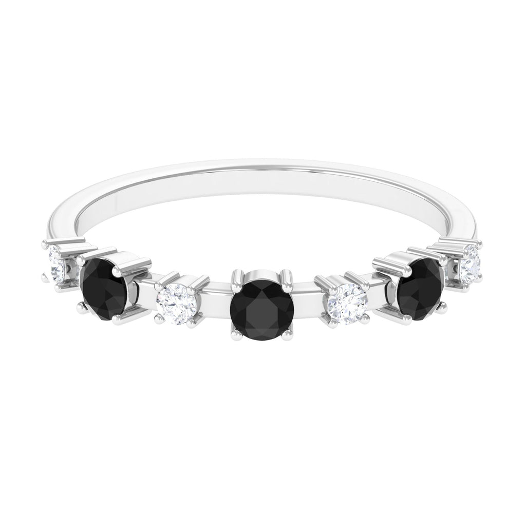 Black Spinel and Diamond Half Eternity Ring