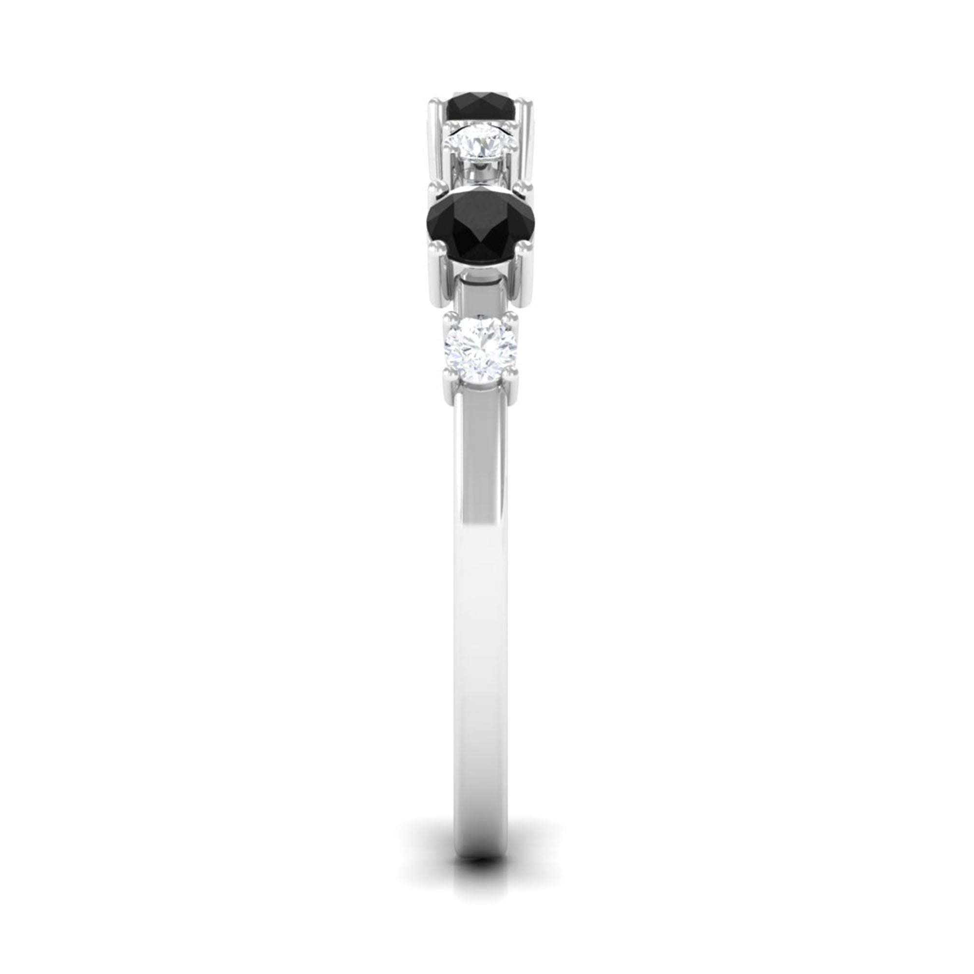 Black Spinel and Diamond Half Eternity Ring