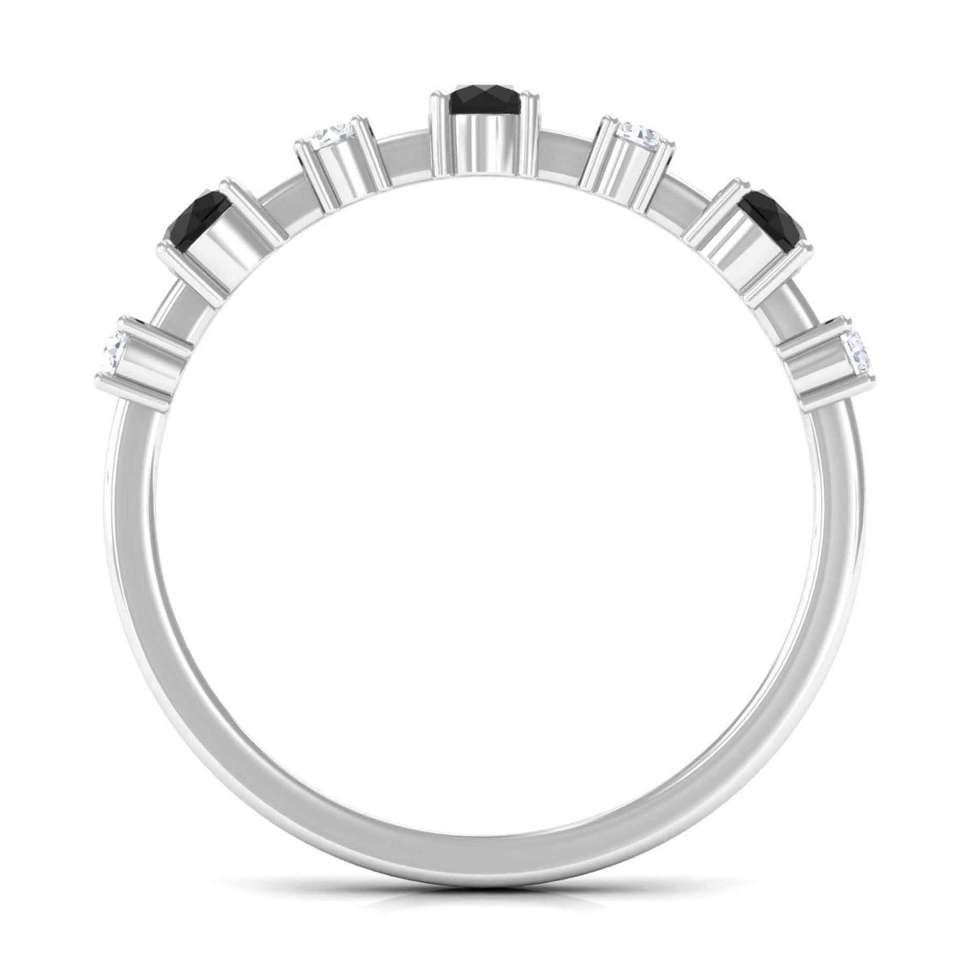 Black Spinel and Diamond Half Eternity Ring