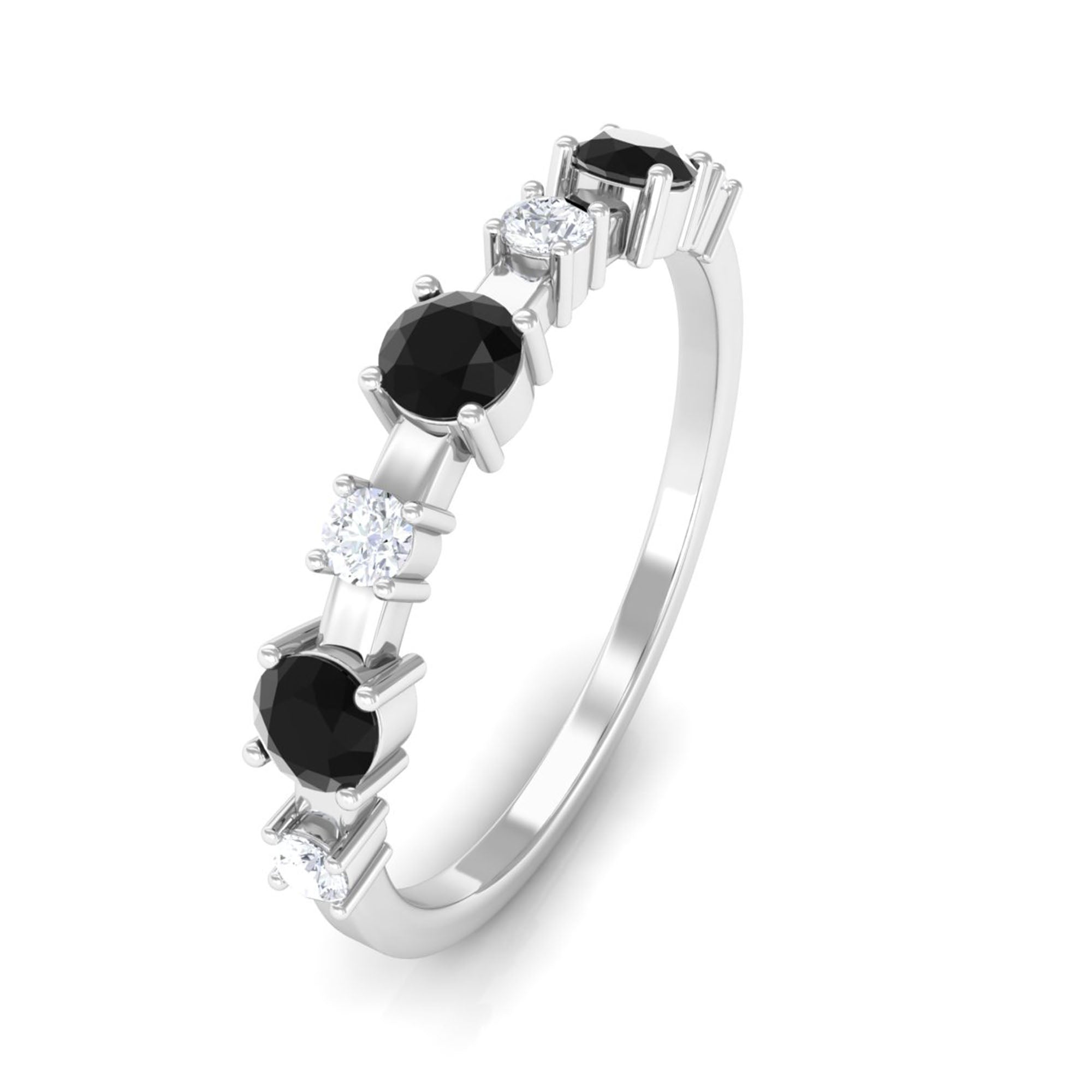 Black Spinel and Diamond Half Eternity Ring