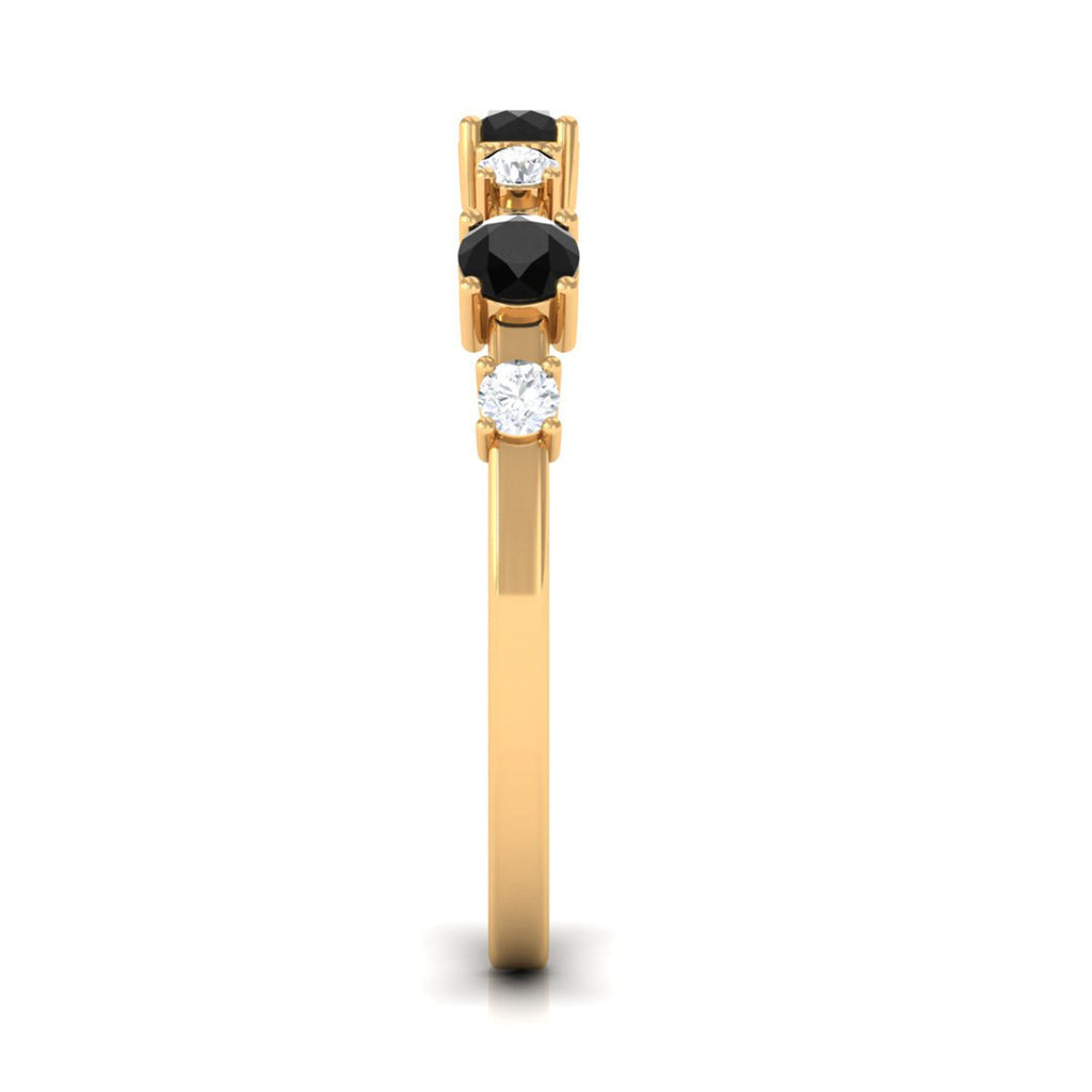 Black Spinel and Diamond Half Eternity Ring