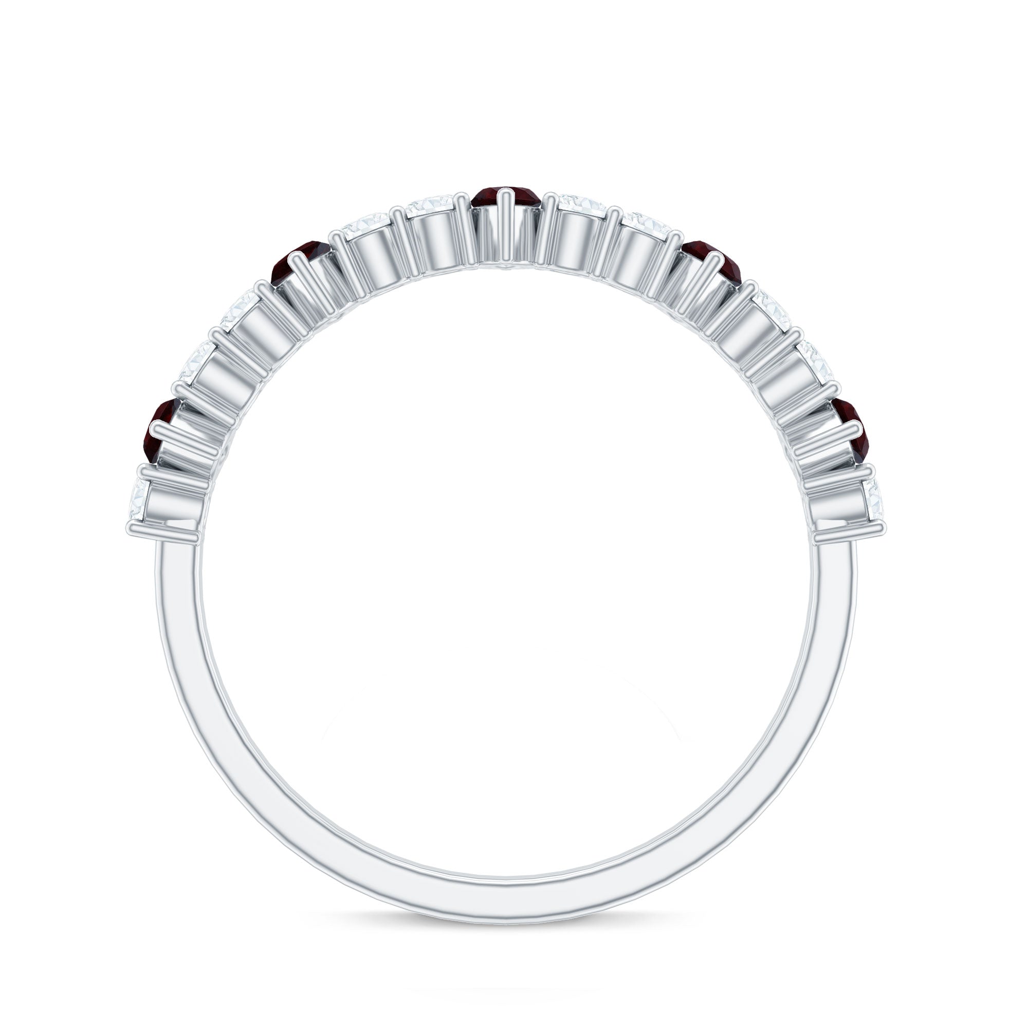Natural Marquise Garnet Half Eternity Ring with Diamond