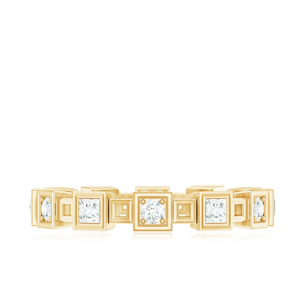 Princess Cut Moissanite Contemporary Wedding Band Ring