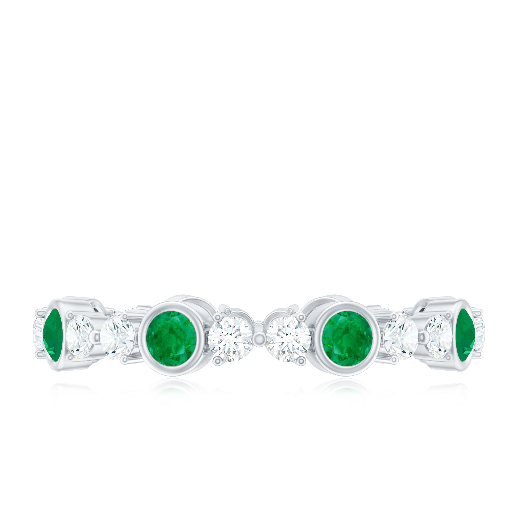 Natural Emerald Diamond Eternity Ring with Certificate