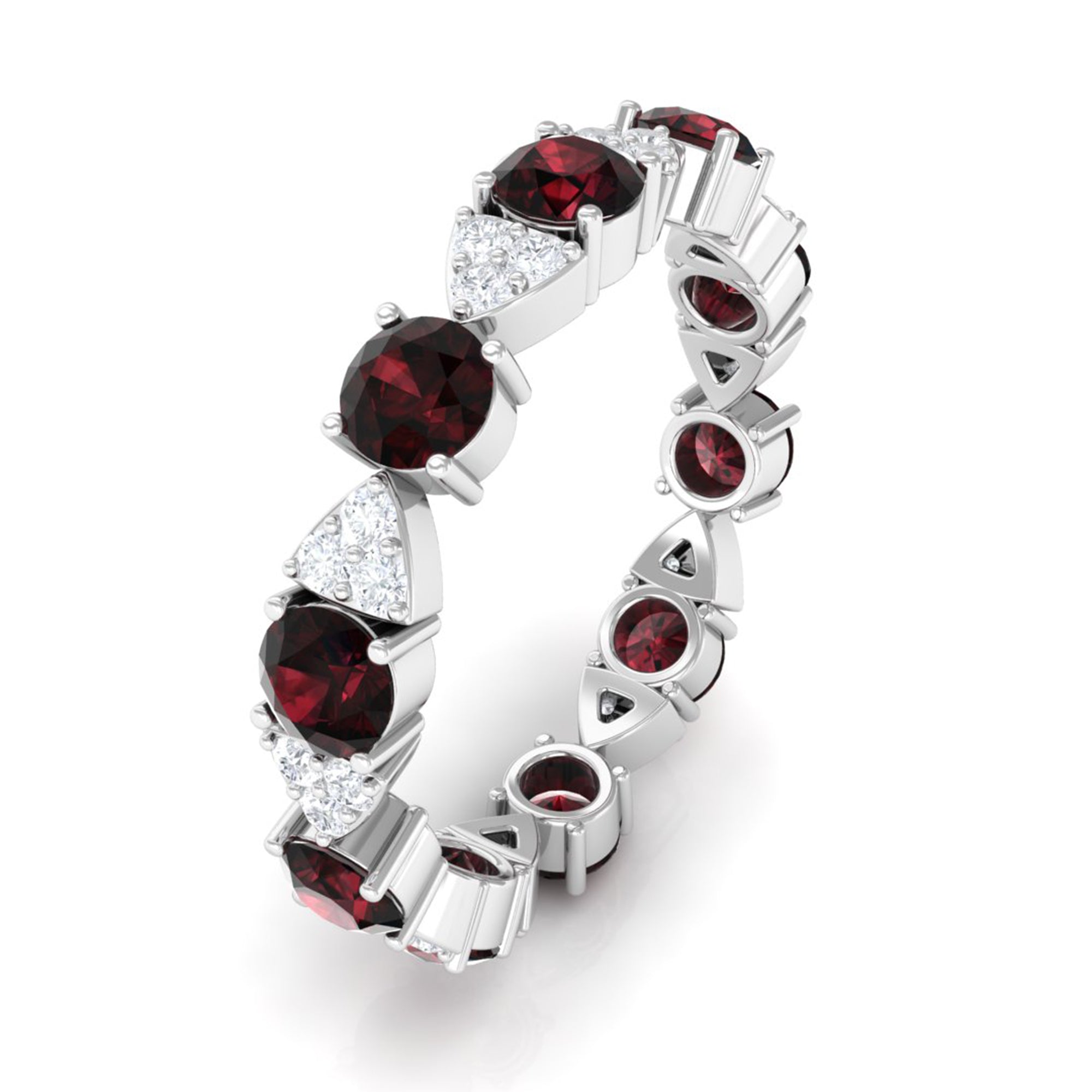Natural Garnet Diamond Eternity Ring with Certificate