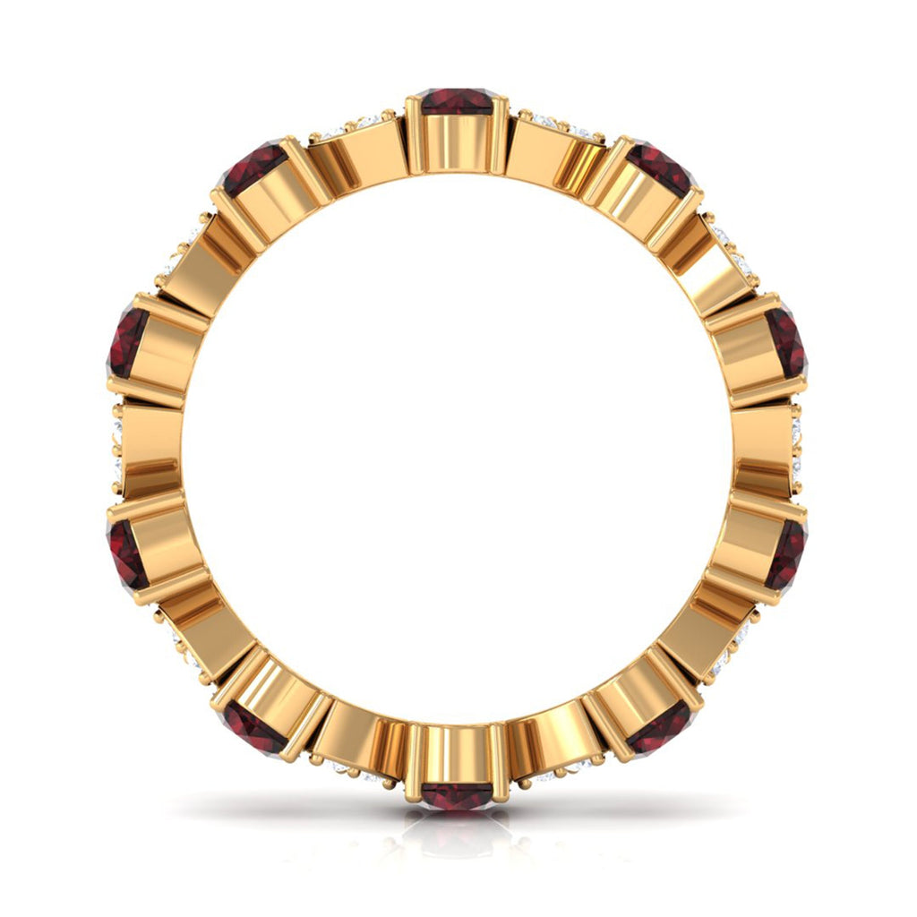 Natural Garnet Diamond Eternity Ring with Certificate